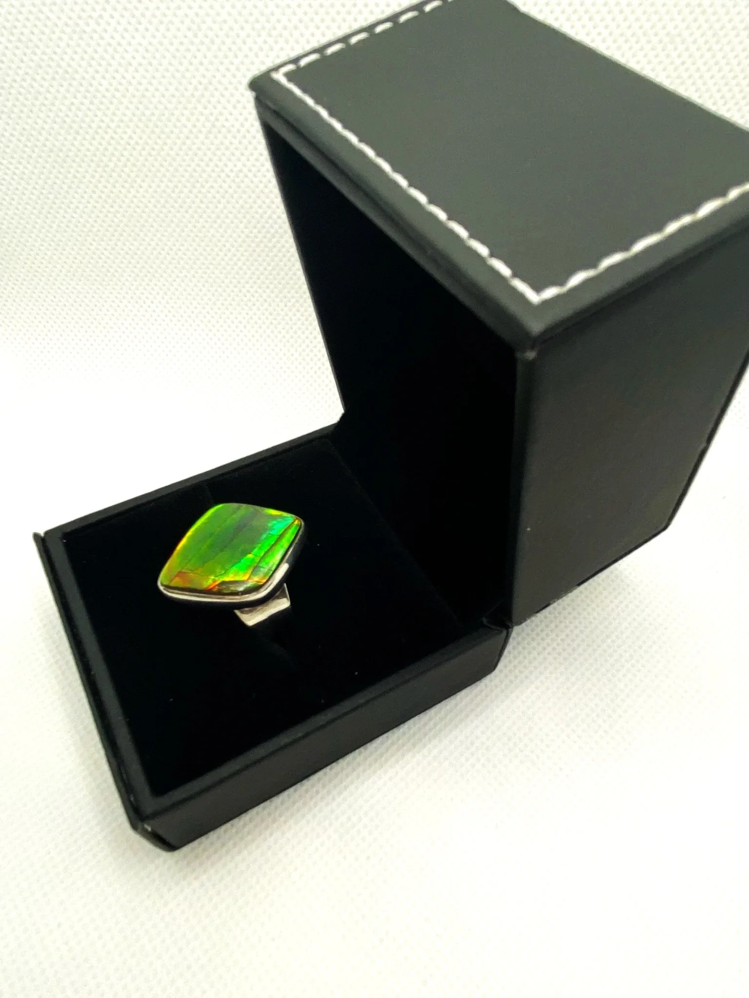 Ammolite (S7) Green Sterling Silver Ring