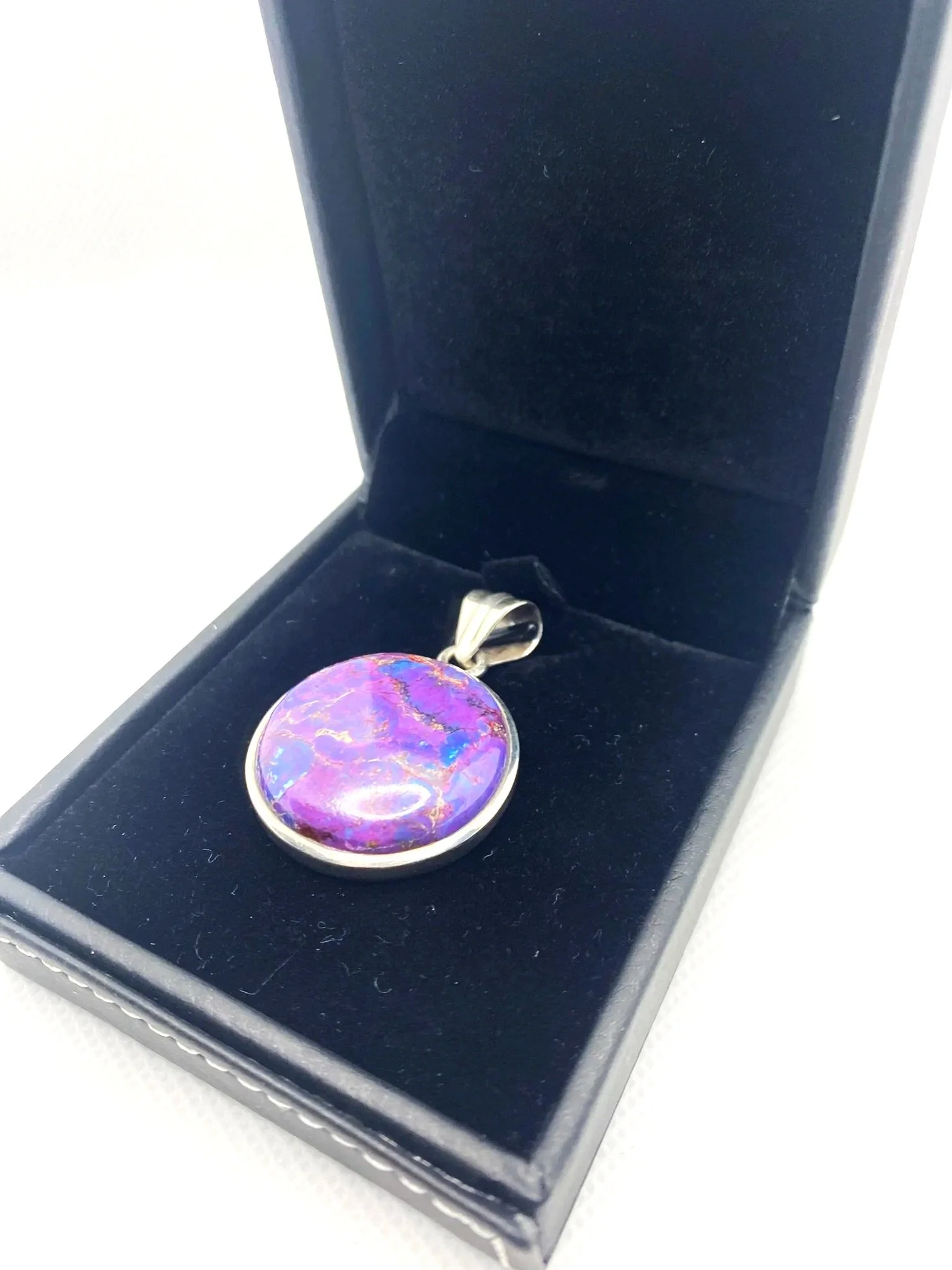 Full Moon Mojave Turquoise Purple Pendant