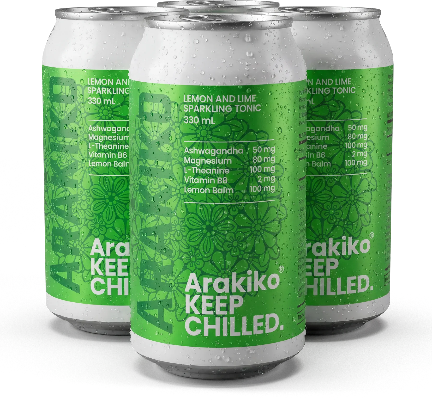 Four cans of Arakiko Lemon and Lime Sparkling Tonic