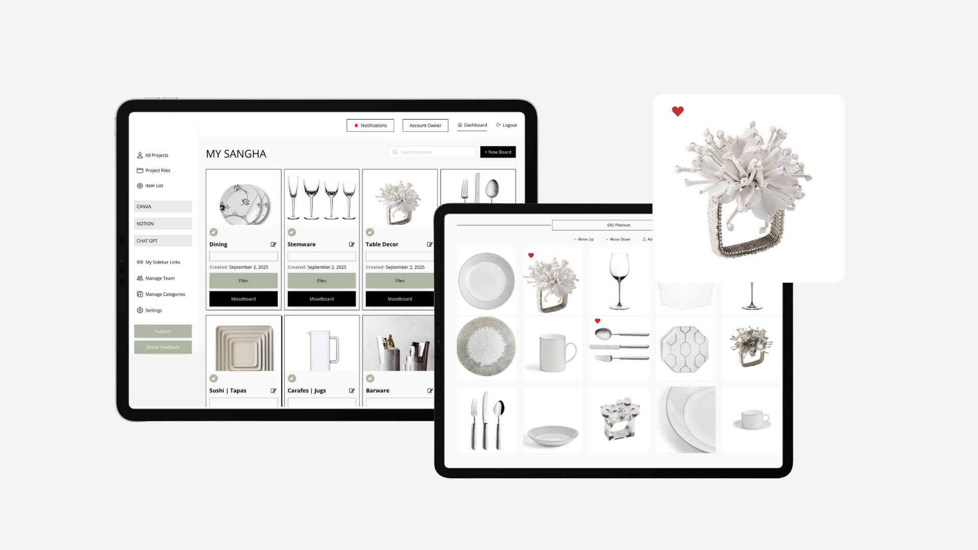 views of Dorah superyacht interior workspace dashboard.