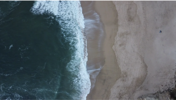 Aerial view of waves meeting the shore, symbolising balance and clarity — the concept behind Dorah’s Client View.
