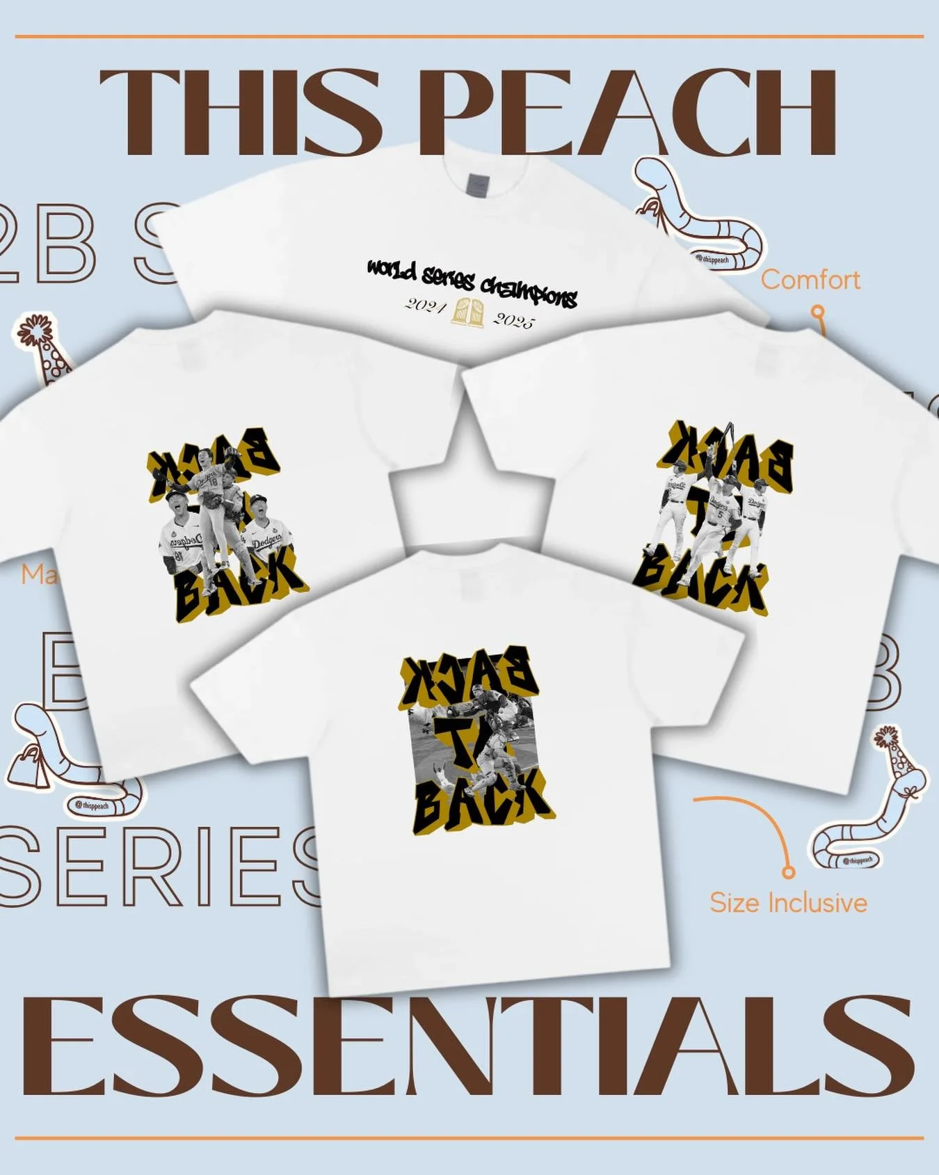 had to commemorate a few of our favorite back to back champions. this is our celebration of willy, freddie, and yoshi&rsquo;s series altering moments from both years. available at our website and at @angelcitymarketla this saturday! #dodgers #itfdb #