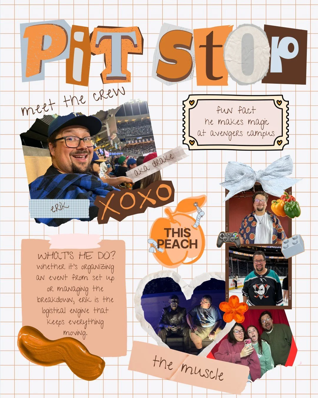 meet erik, the muscle of our crew! when he&rsquo;s not coordinating setups and breakdowns (essentially the ultimate "behind-the-scenes" hero), you'll probably find him trying to catch up on one piece (15 episodes to go!). we&rsquo;re thankf