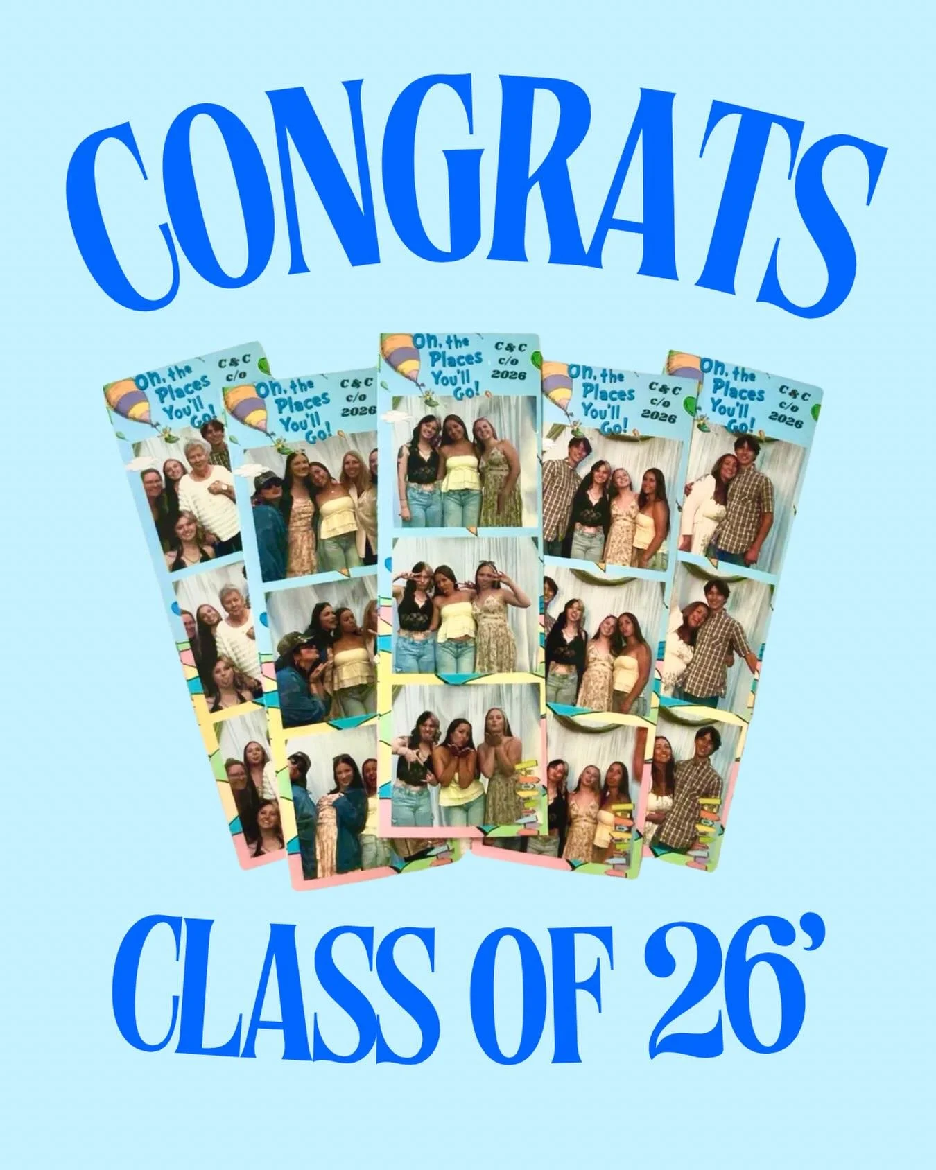 &ldquo;Oh, the places you&rsquo;ll go!&rdquo; 🎈✈️
We had the absolute best time celebrating Carter and Charlotte&rsquo;s graduation! They went all out with a Dr. Seuss theme, and designing these custom, colorful photo strips to match the vibe was so