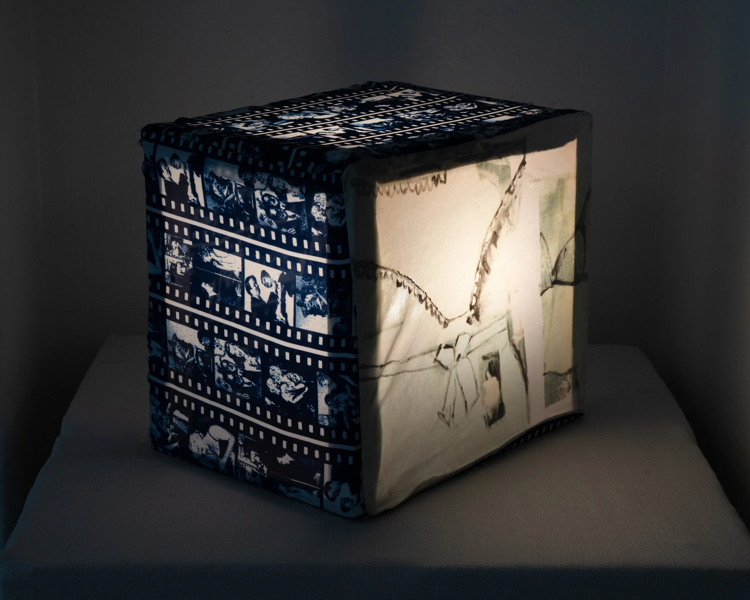 Peep Show, 2026 Mixed media on canvas and wooden frame with light
9 x 9 x 9 inches