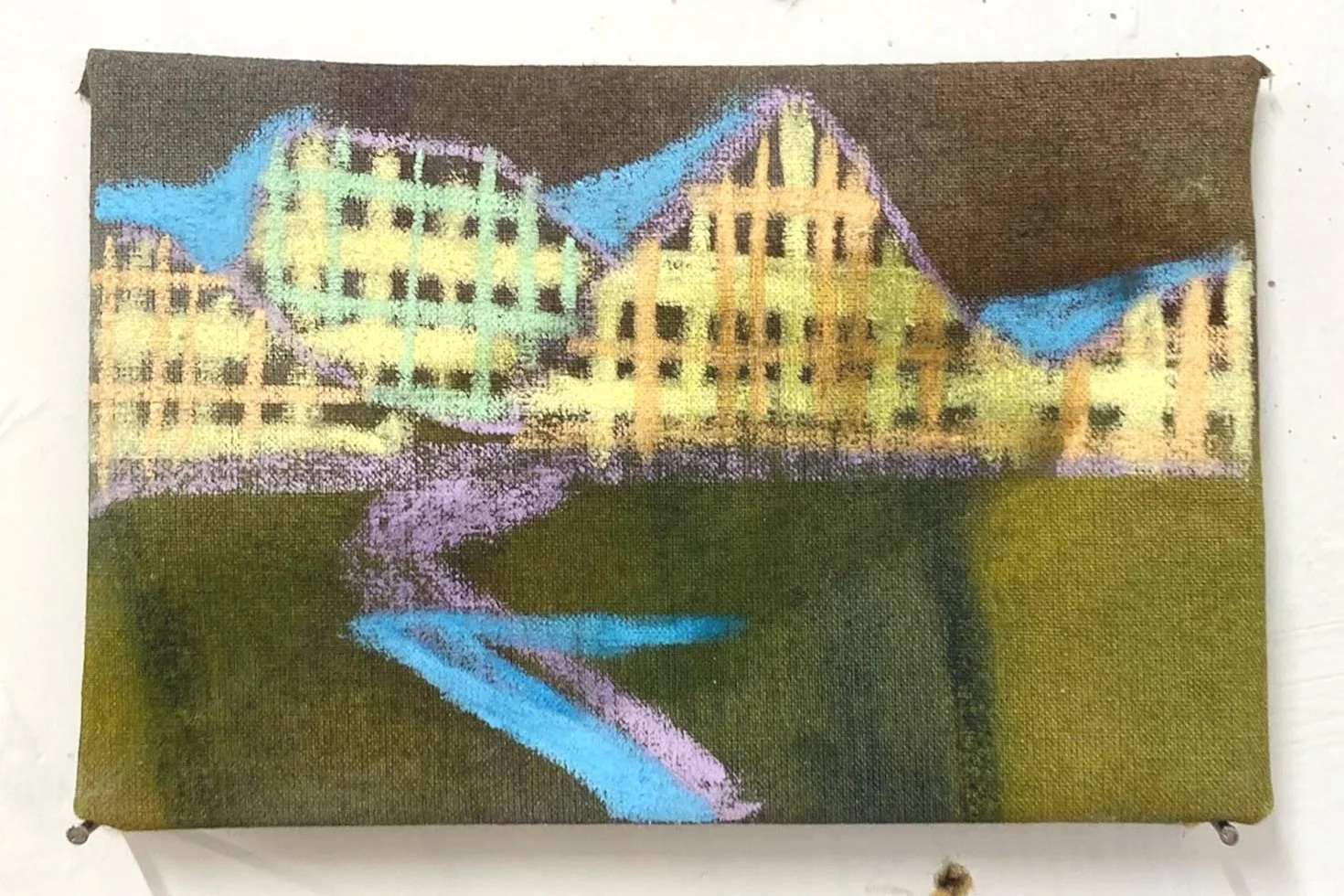 Tartan Mountains. Acrylic and chalk on canvas mounted on board - Dora Padfield (@dorabellar)