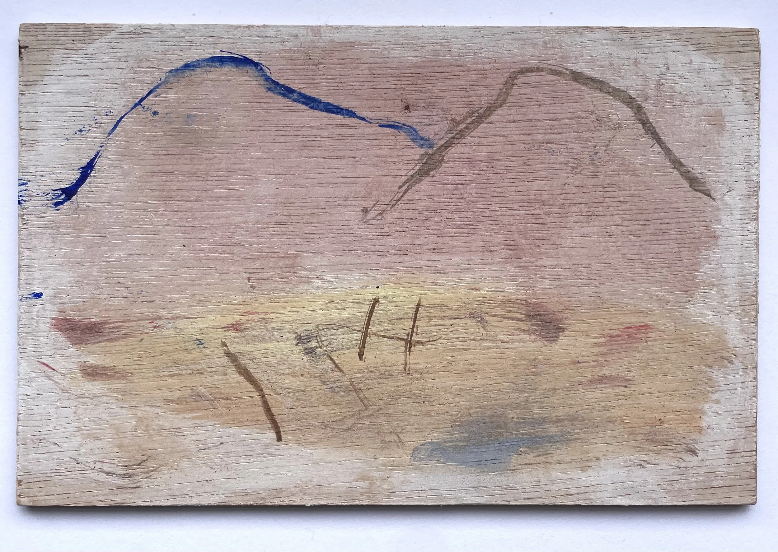 Pink Mountain. Oil and watercolour on wooden board - Charlotte Robinson (@charlotterobinson.painting)