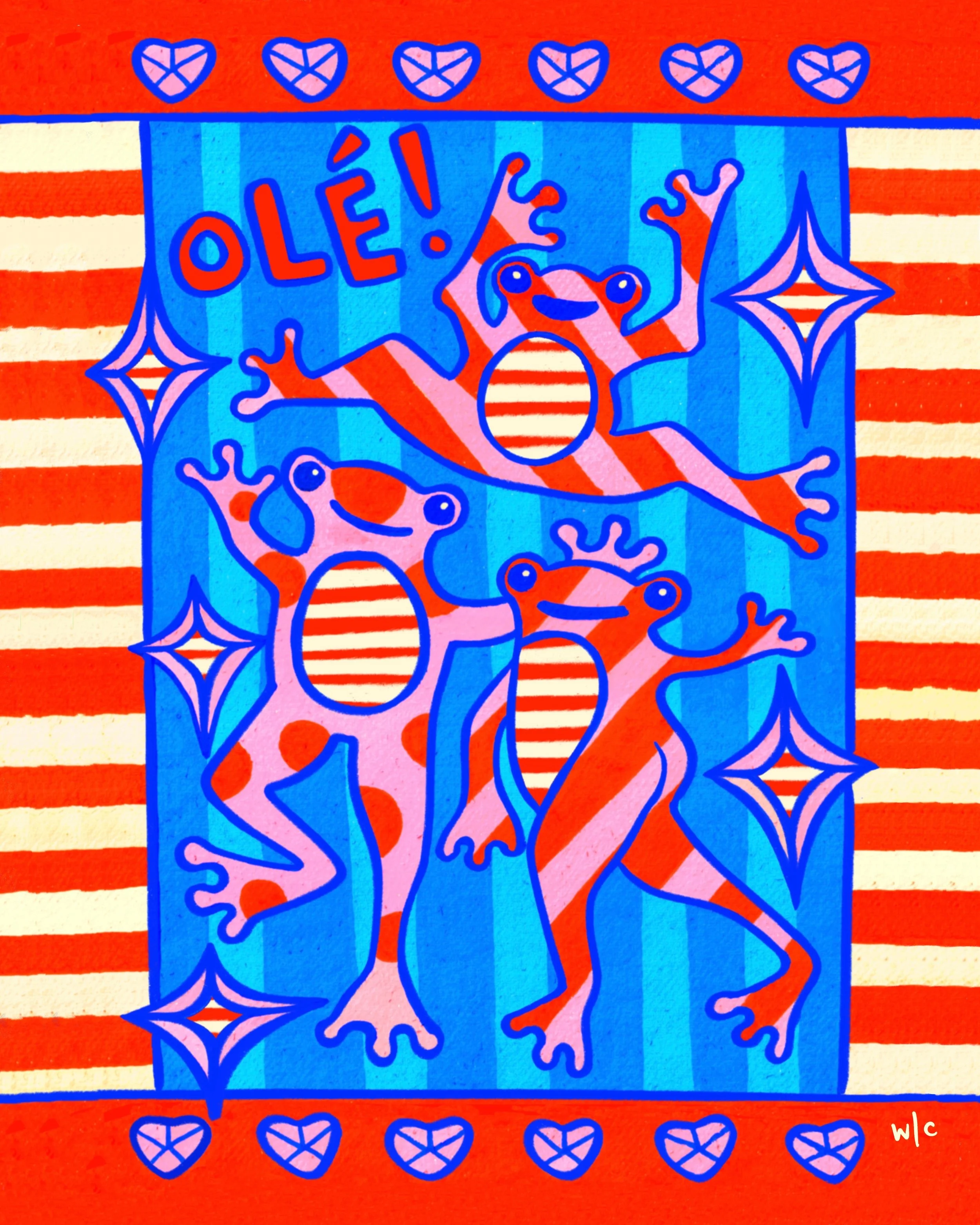 Olé! Dancing Frogs Art Print