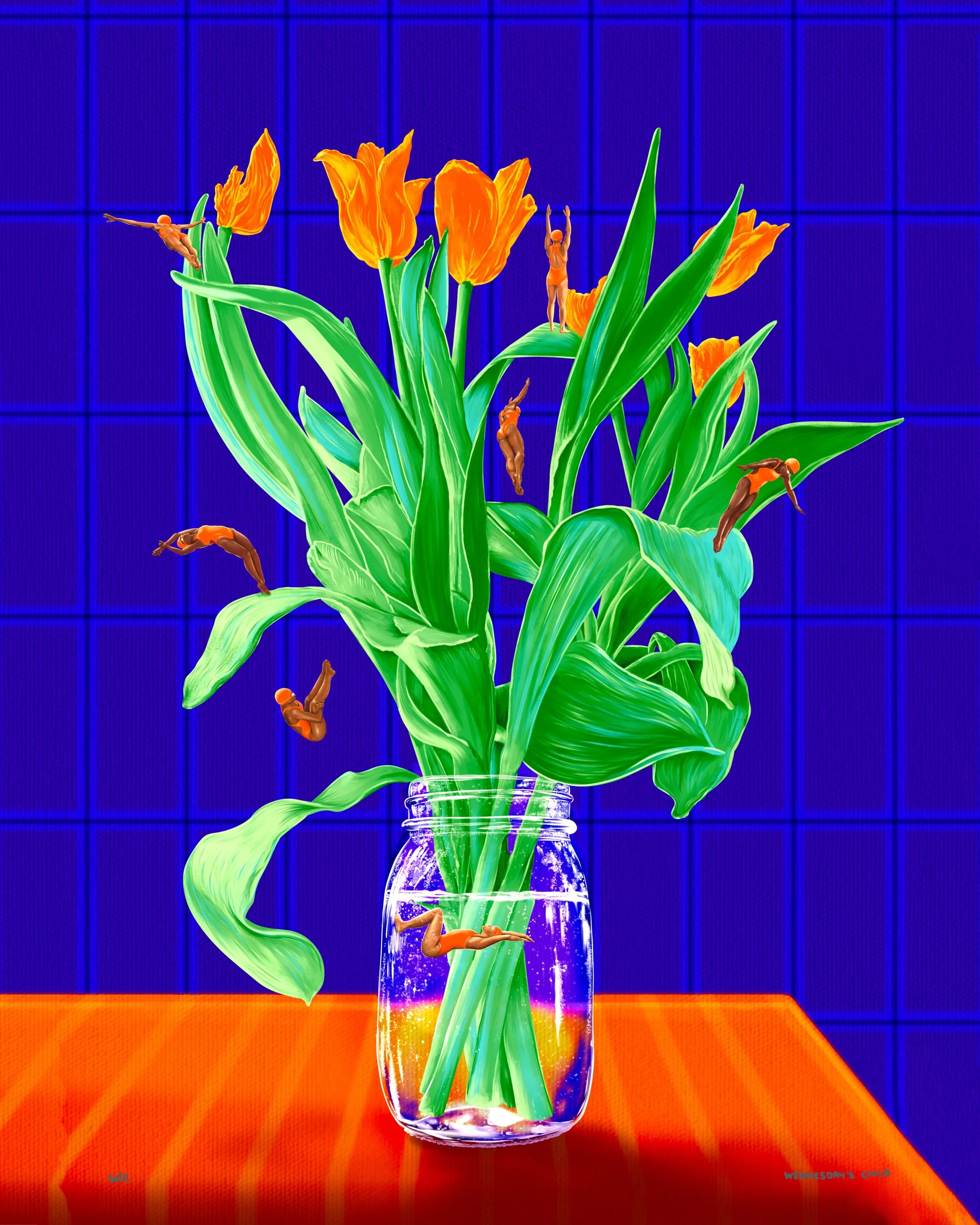 Diving Flowers - Art Print