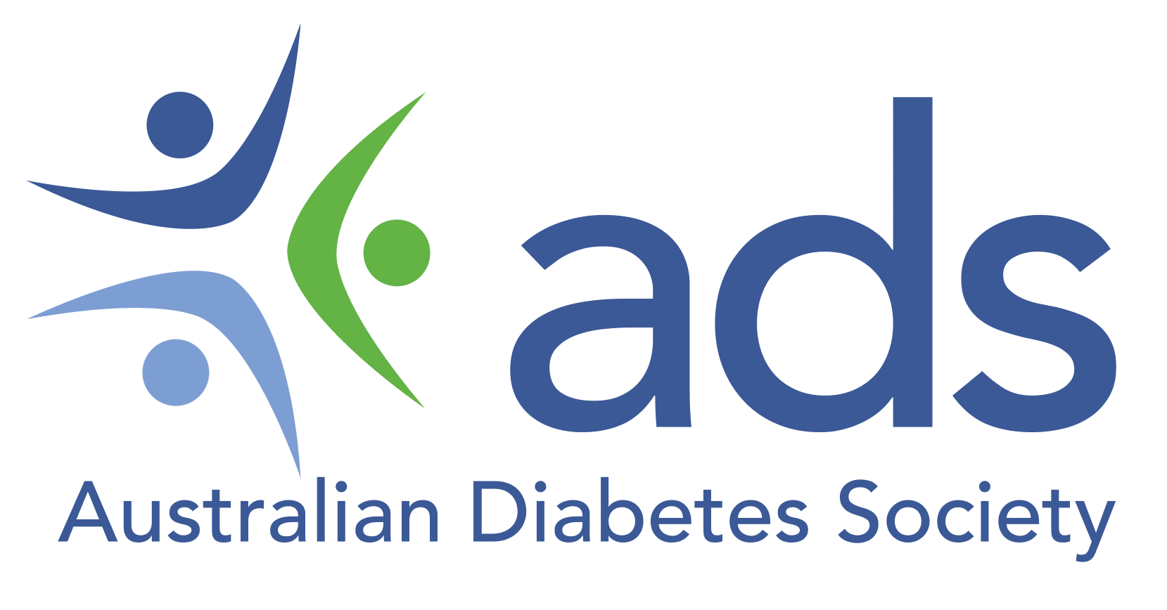 Logo of the Australian Diabetes Society featuring stylized human figures and the text healthcare that support diabetes awareness and management.