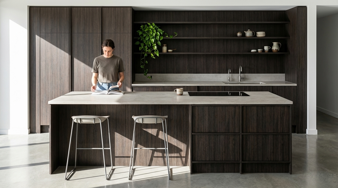 Custom kitchen design planning in Hampshire home by residential architect Tobias Weaver