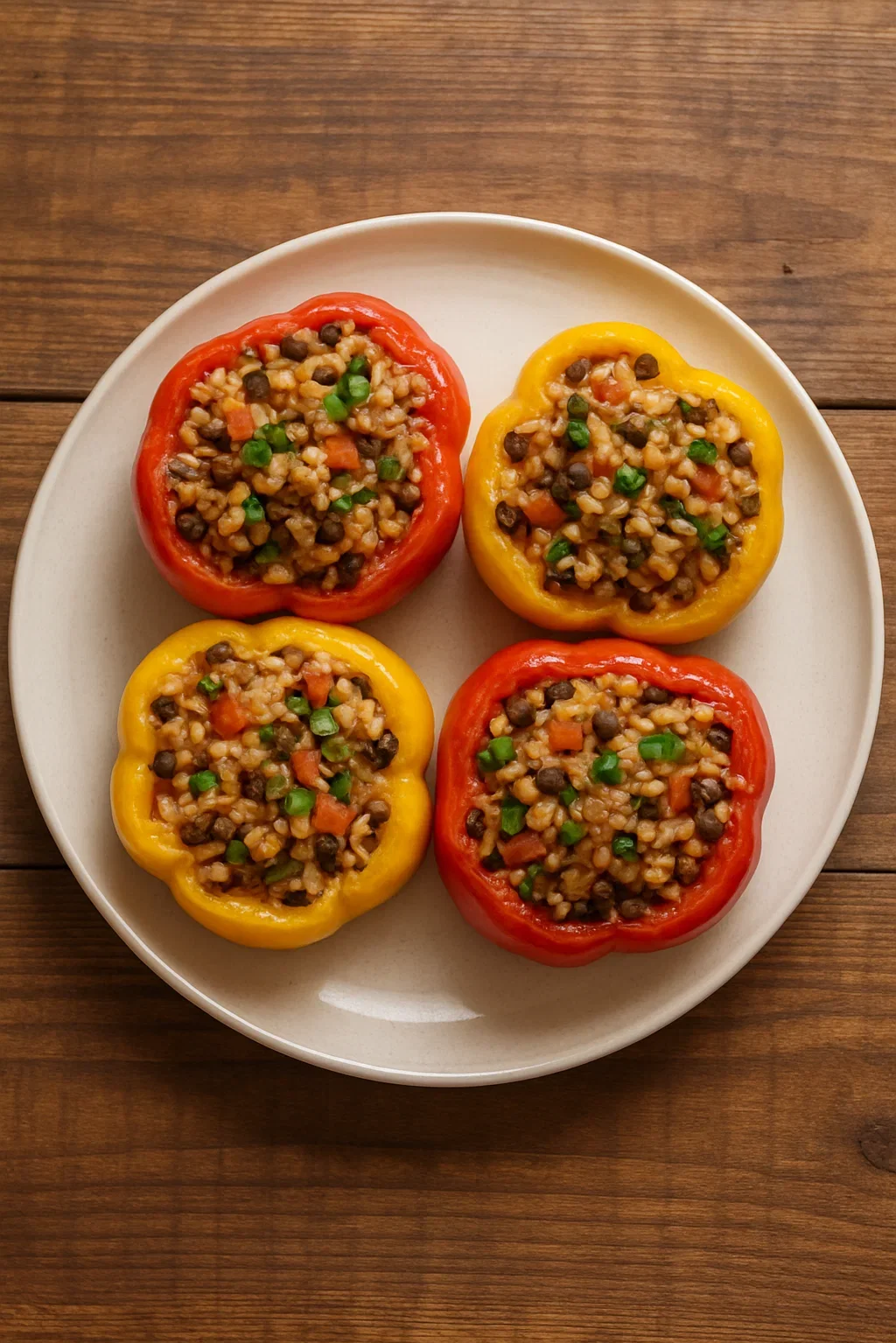Stuffed Bell Peppers with Lentils &amp; Rice