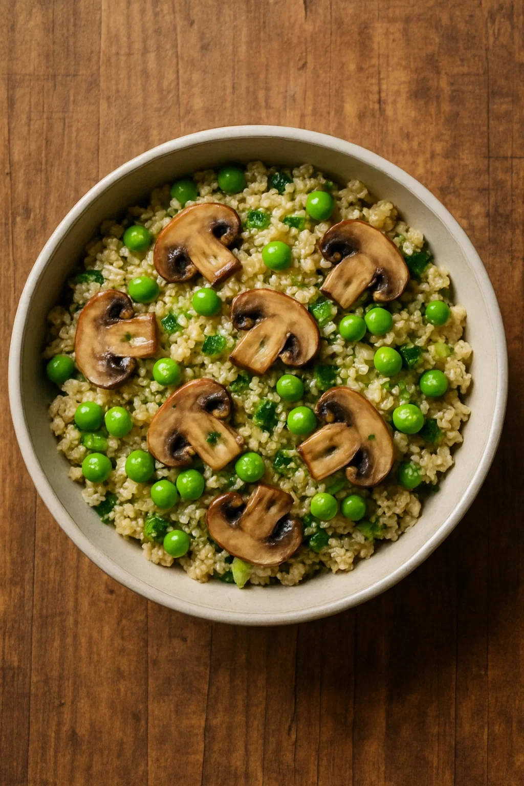 Quinoa Pilaf with Mushrooms &amp; Peas