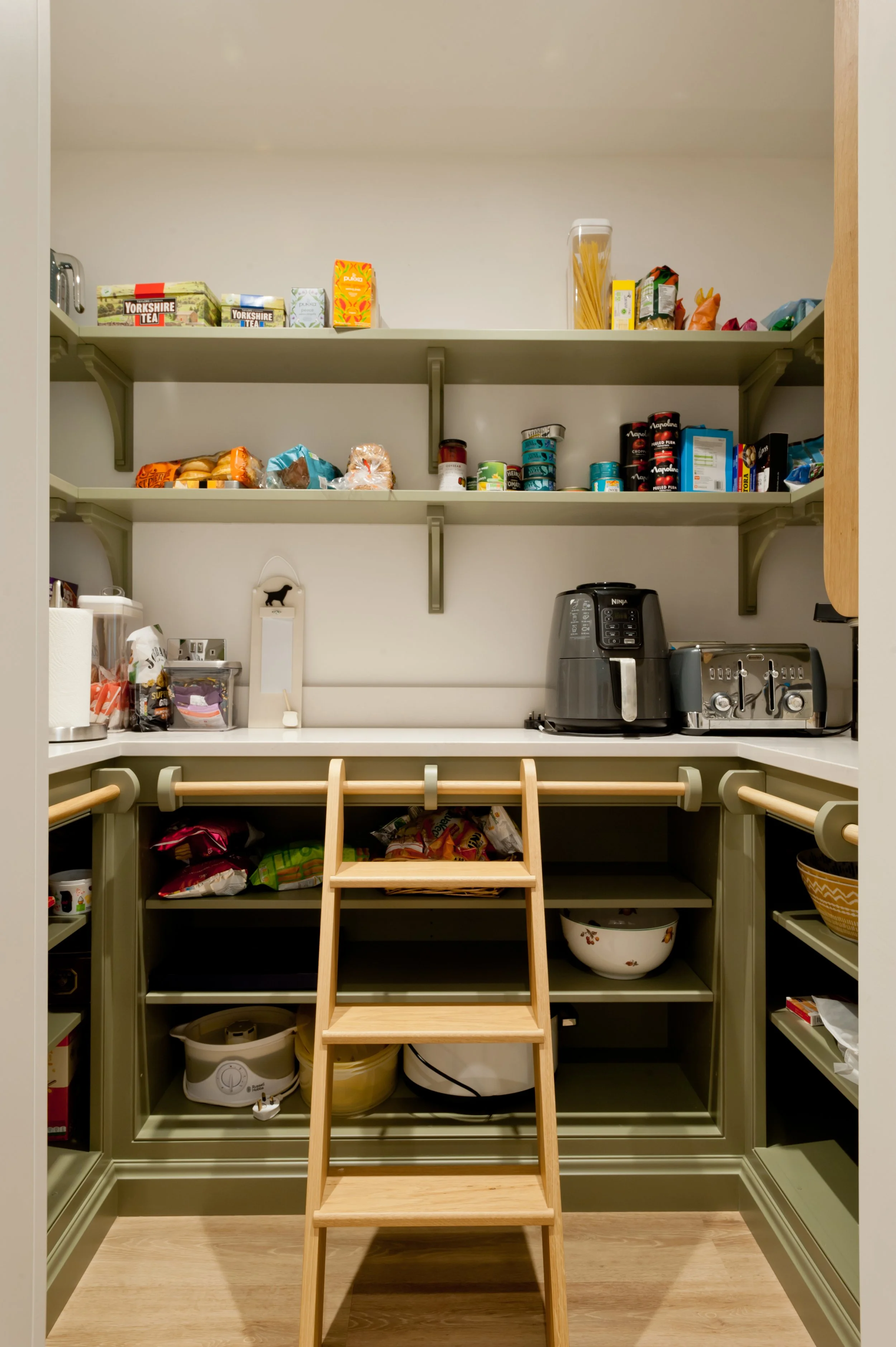 walk in pantry in handmade kitchen