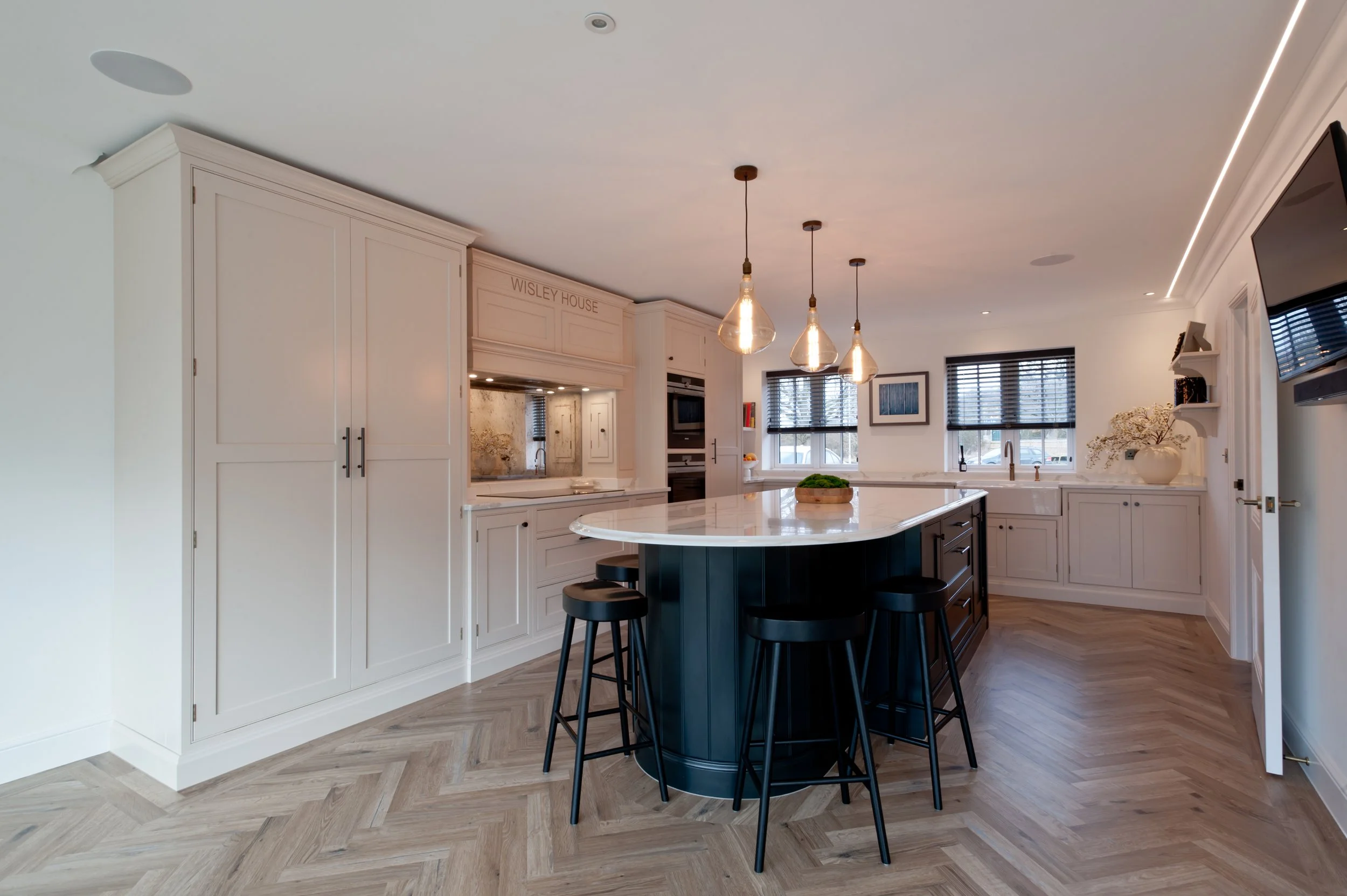 custom made kitchen with dark painted island ashford