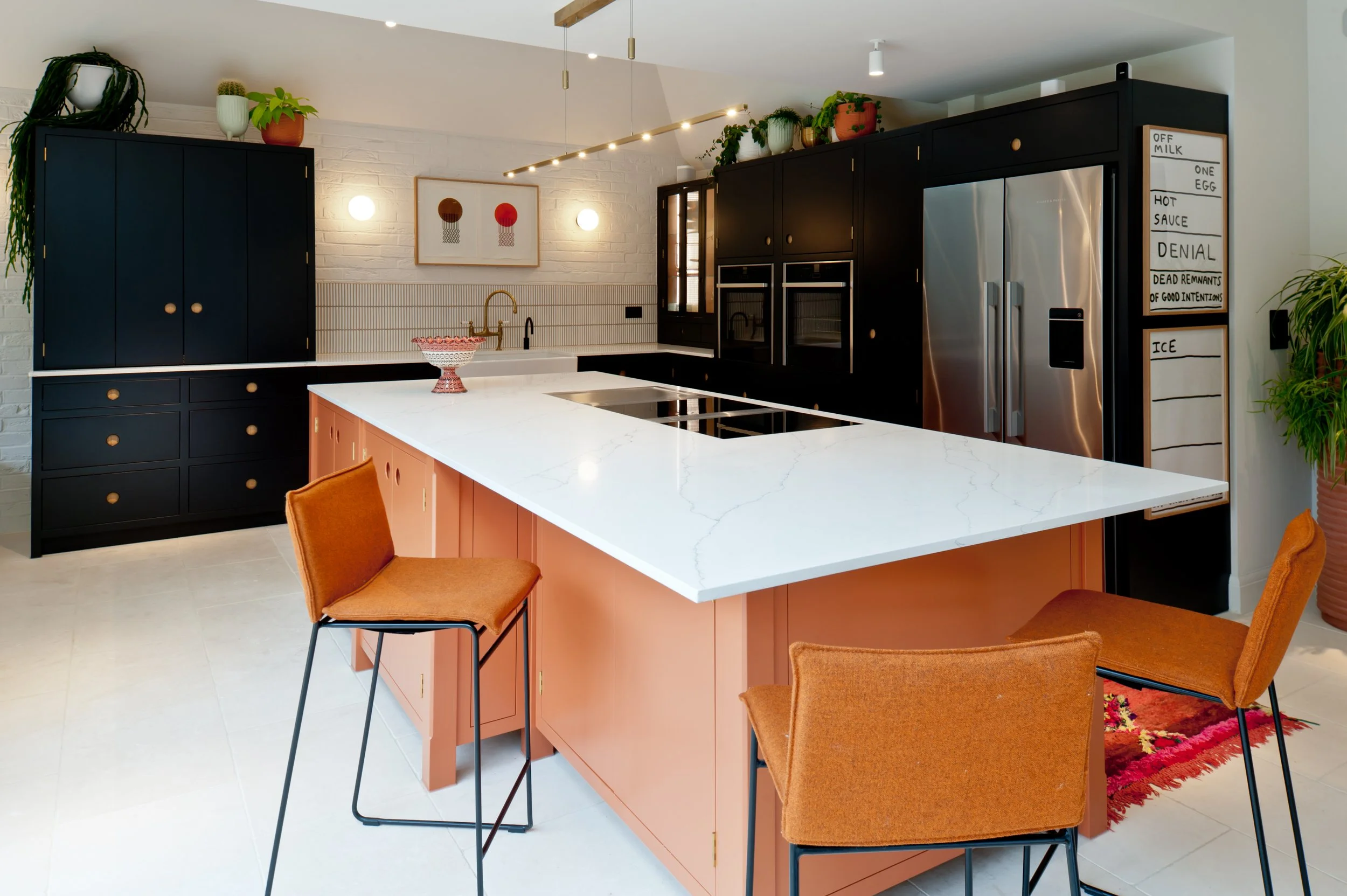 bespoke orange kitchen island kent
