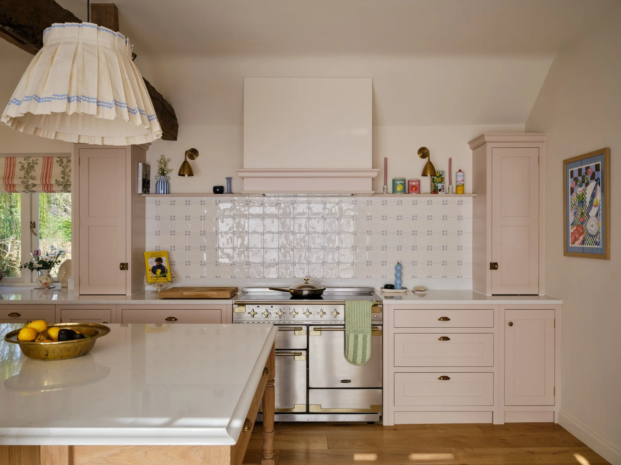 bespoke painted pink kitchen kent