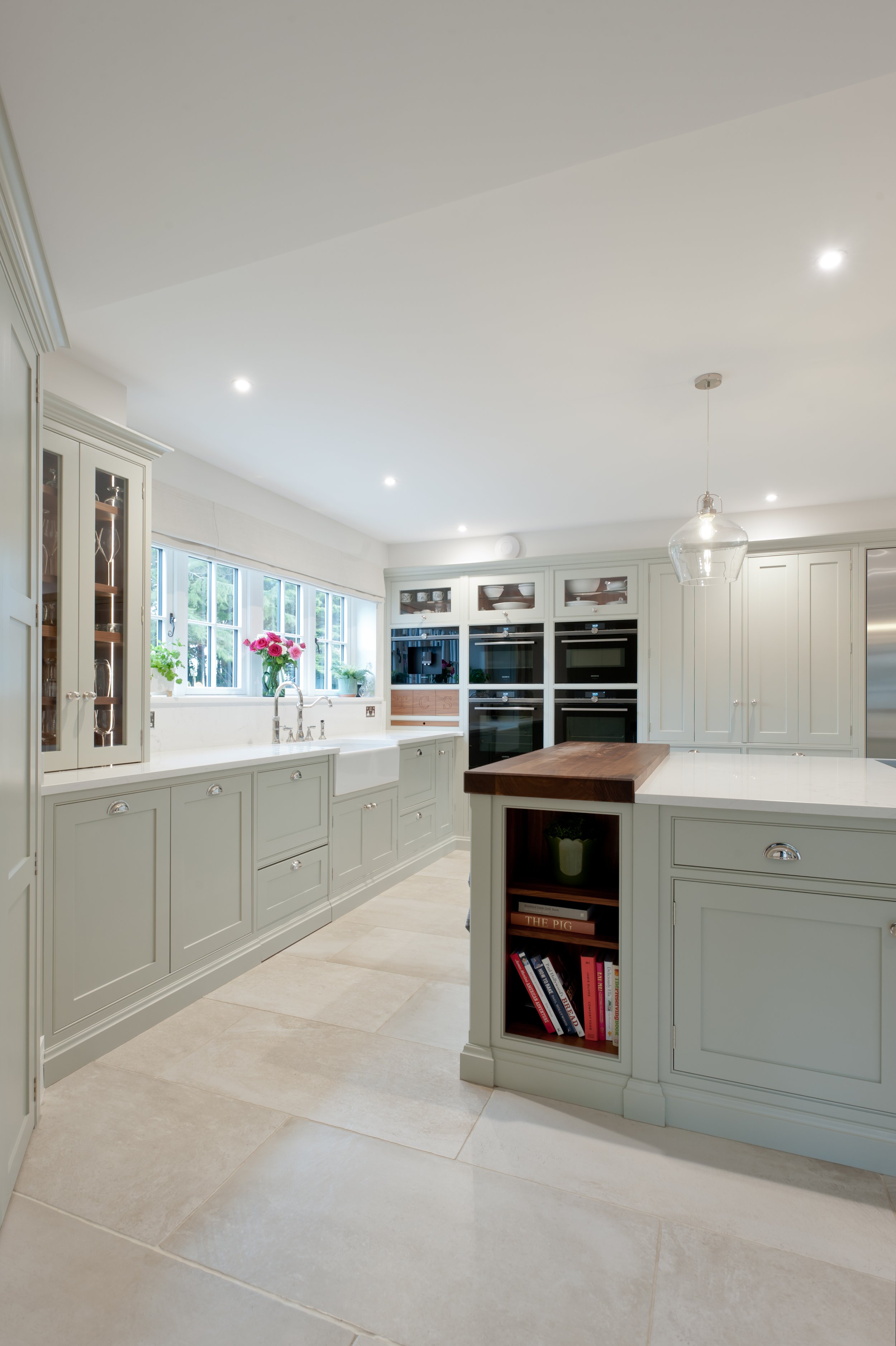 walnut and light painted kitchen kent