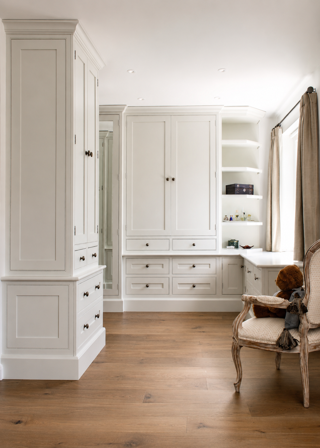 Dressed to impress. Bespoke fitted wardrobes, drawers and dressing-room cabinetry, made to measure in our Kent workshop.
