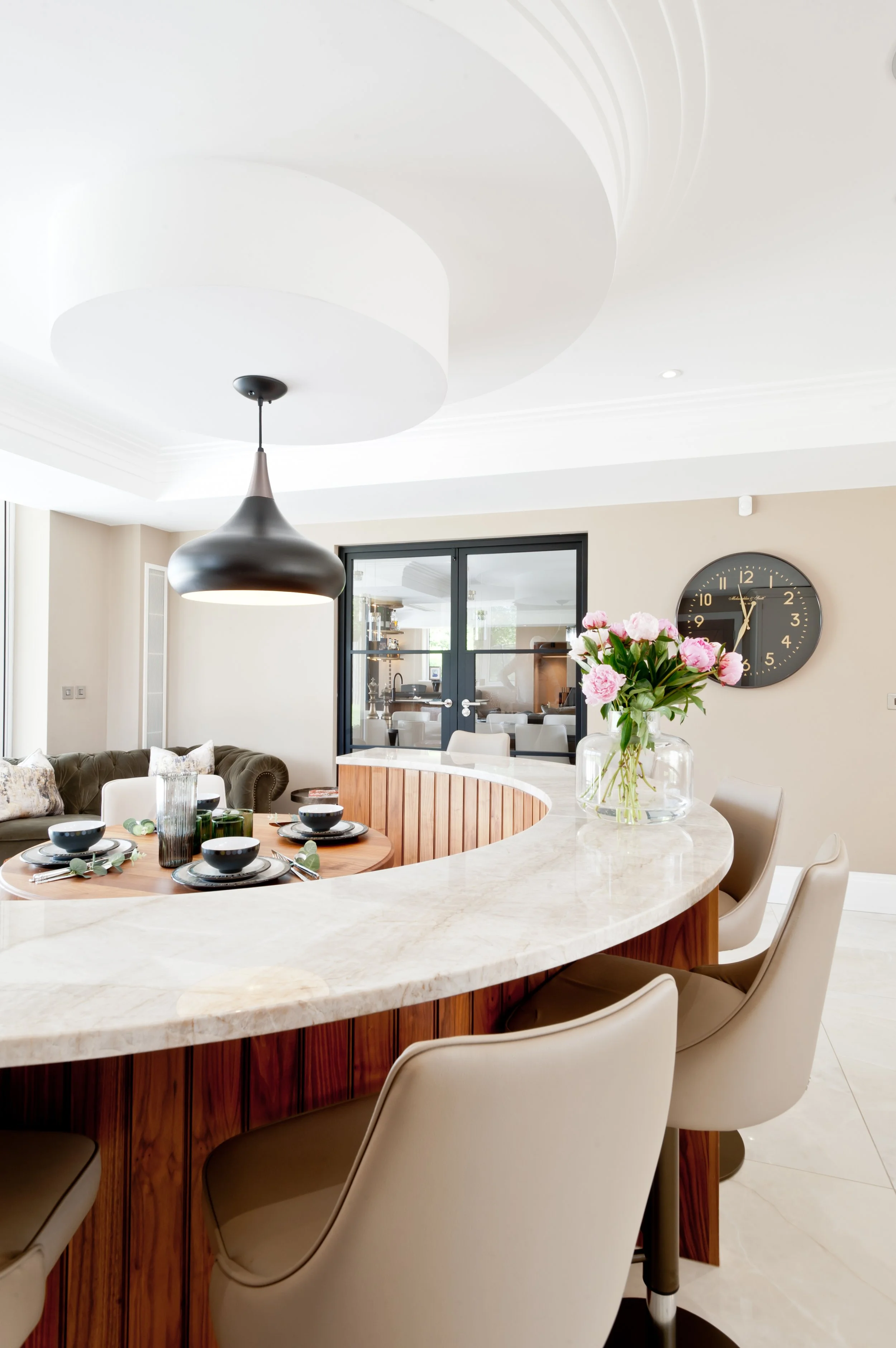 marble breakfast bar custom-made kitchen kent