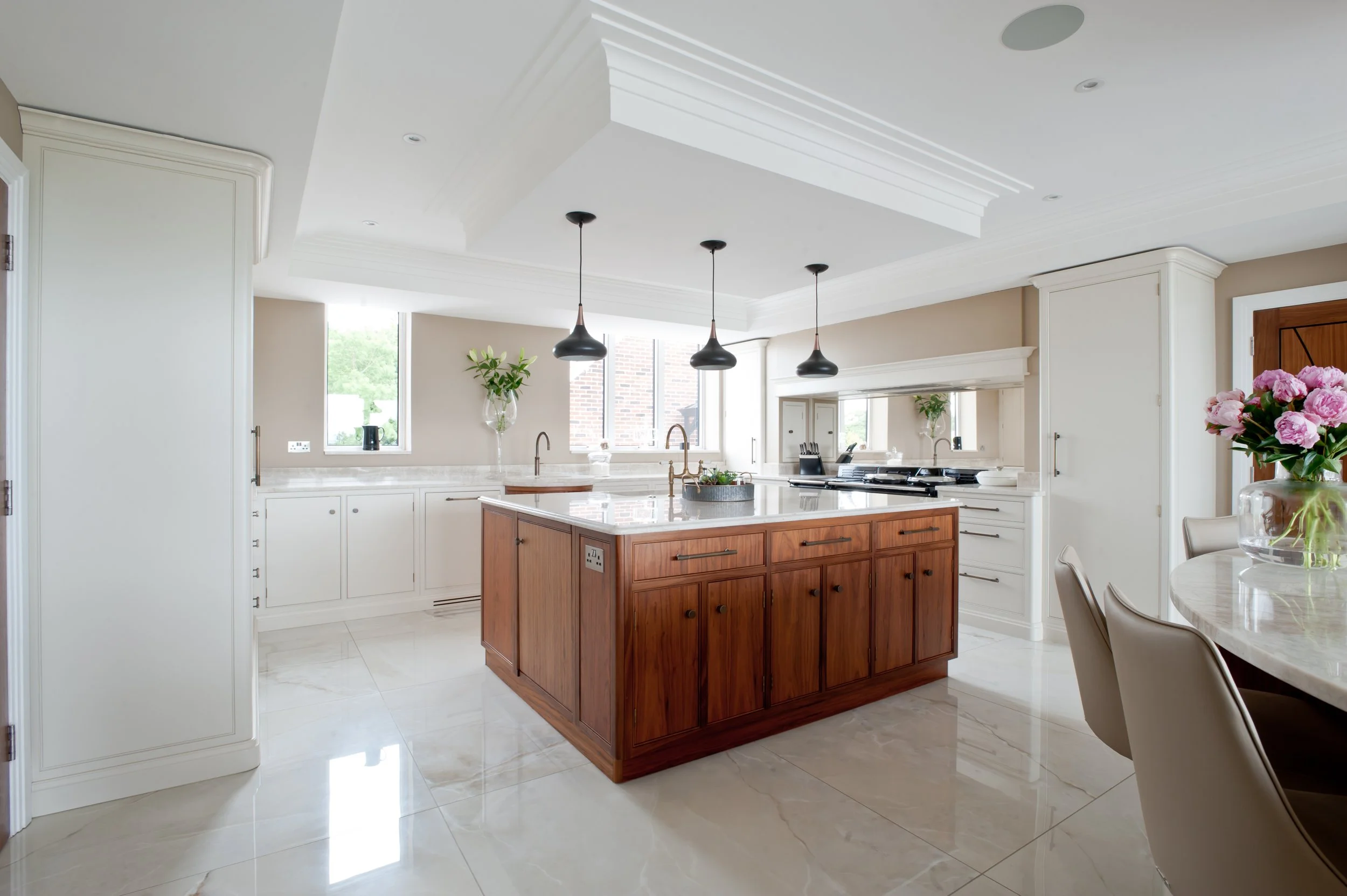 walnut island in custom-made kitchen kent