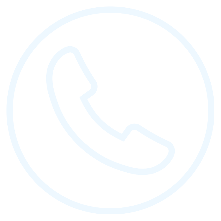 Icon of a telephone inside a circle.