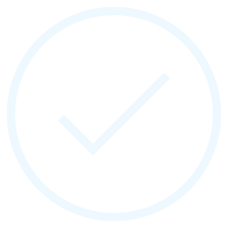 A black circle with a beige check mark inside