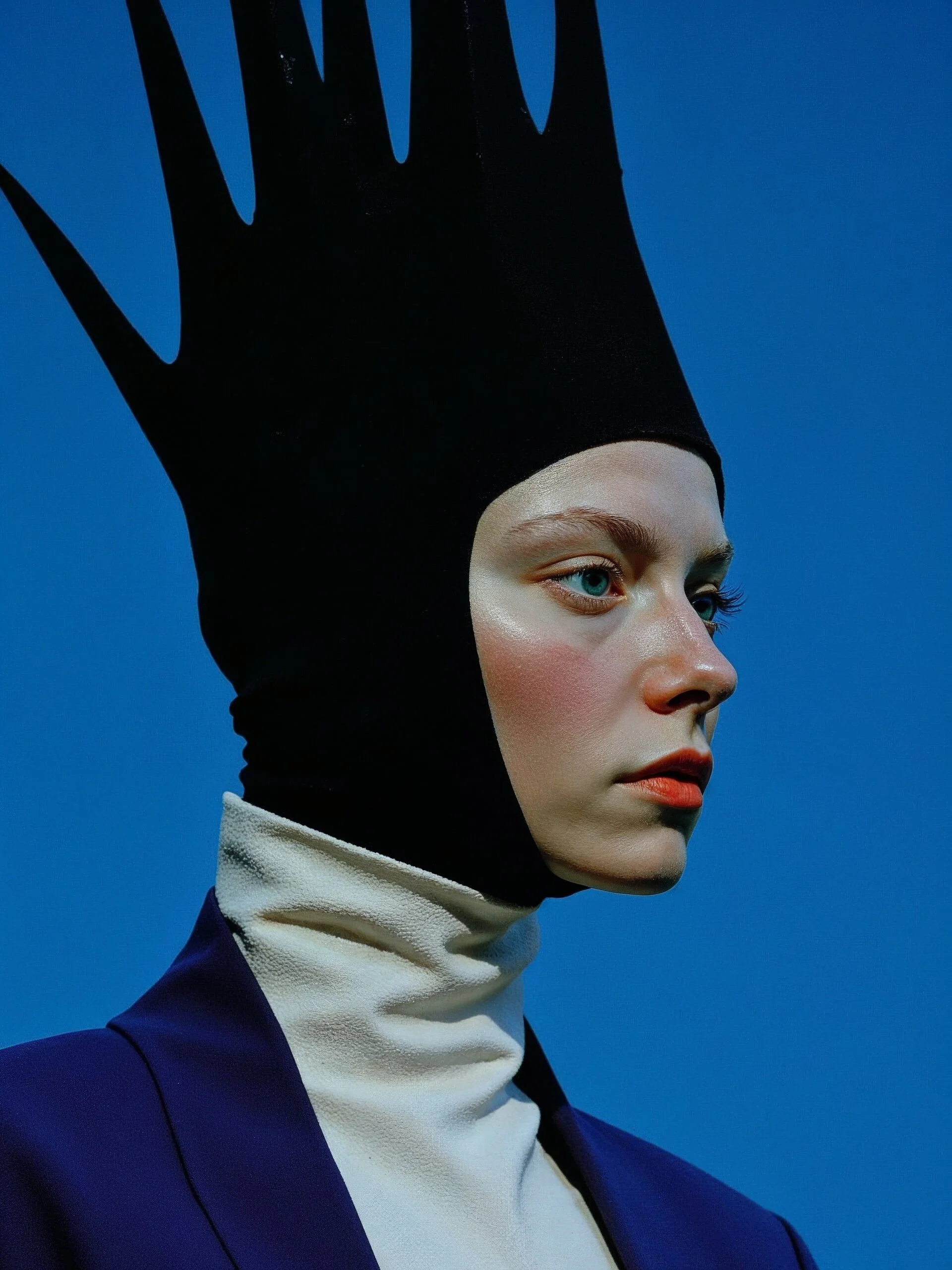 Fotografía generada con IA, retocada, moda experimental.