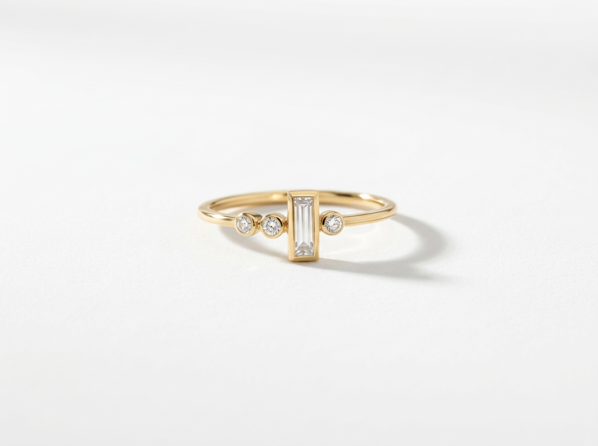 3 diamond and baguette ring