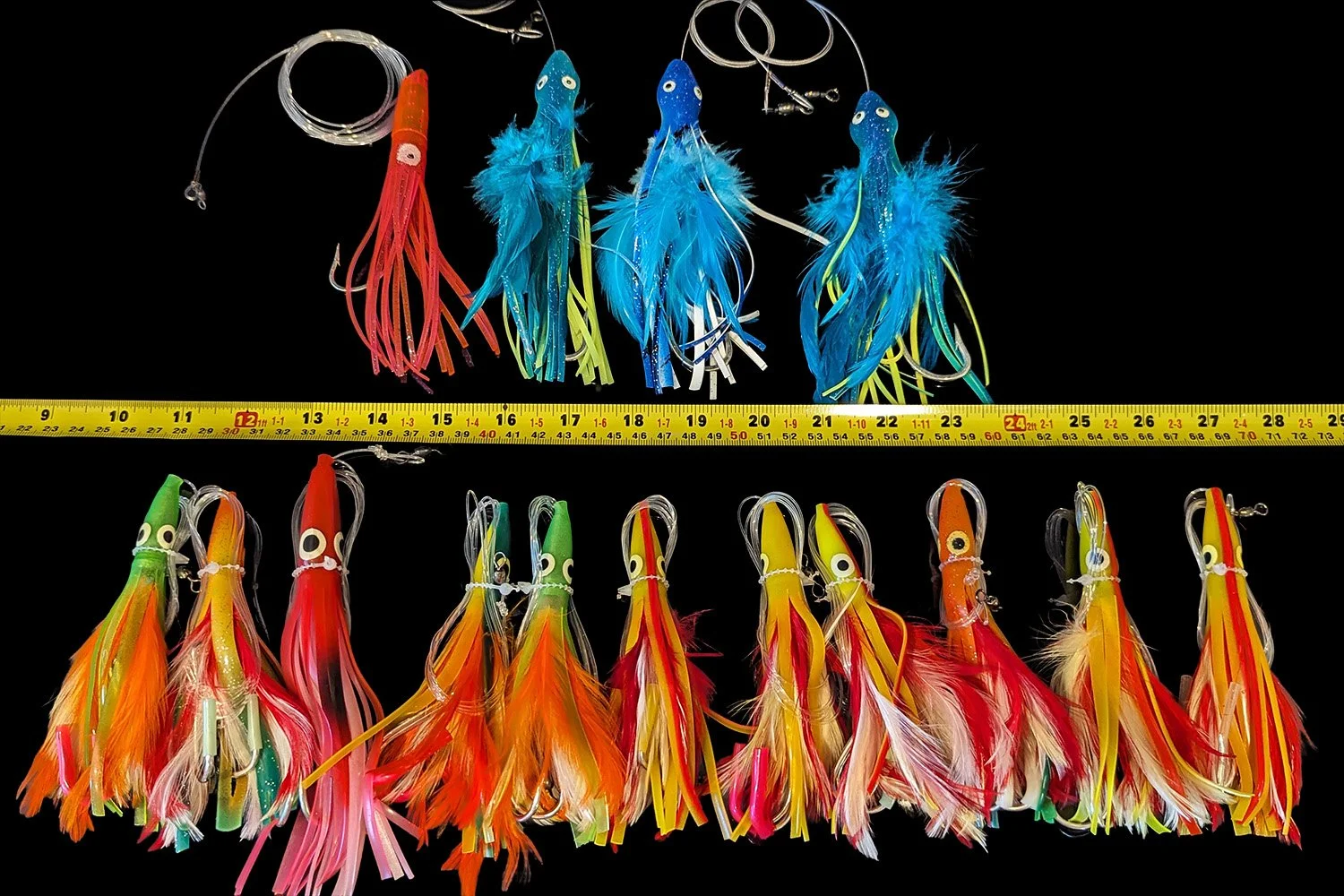 RIGGED Tuna/Mahi Feathers About 6 Inches Long Various Fishing Colors
