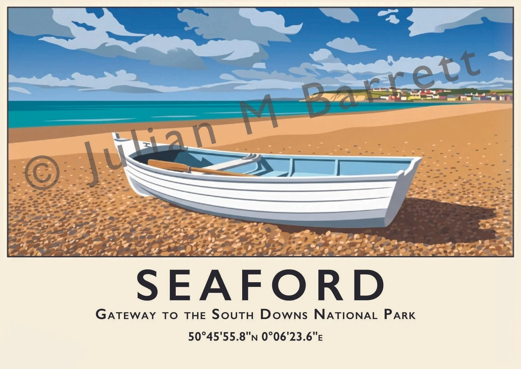Postcard of Boat on Seaford Beach