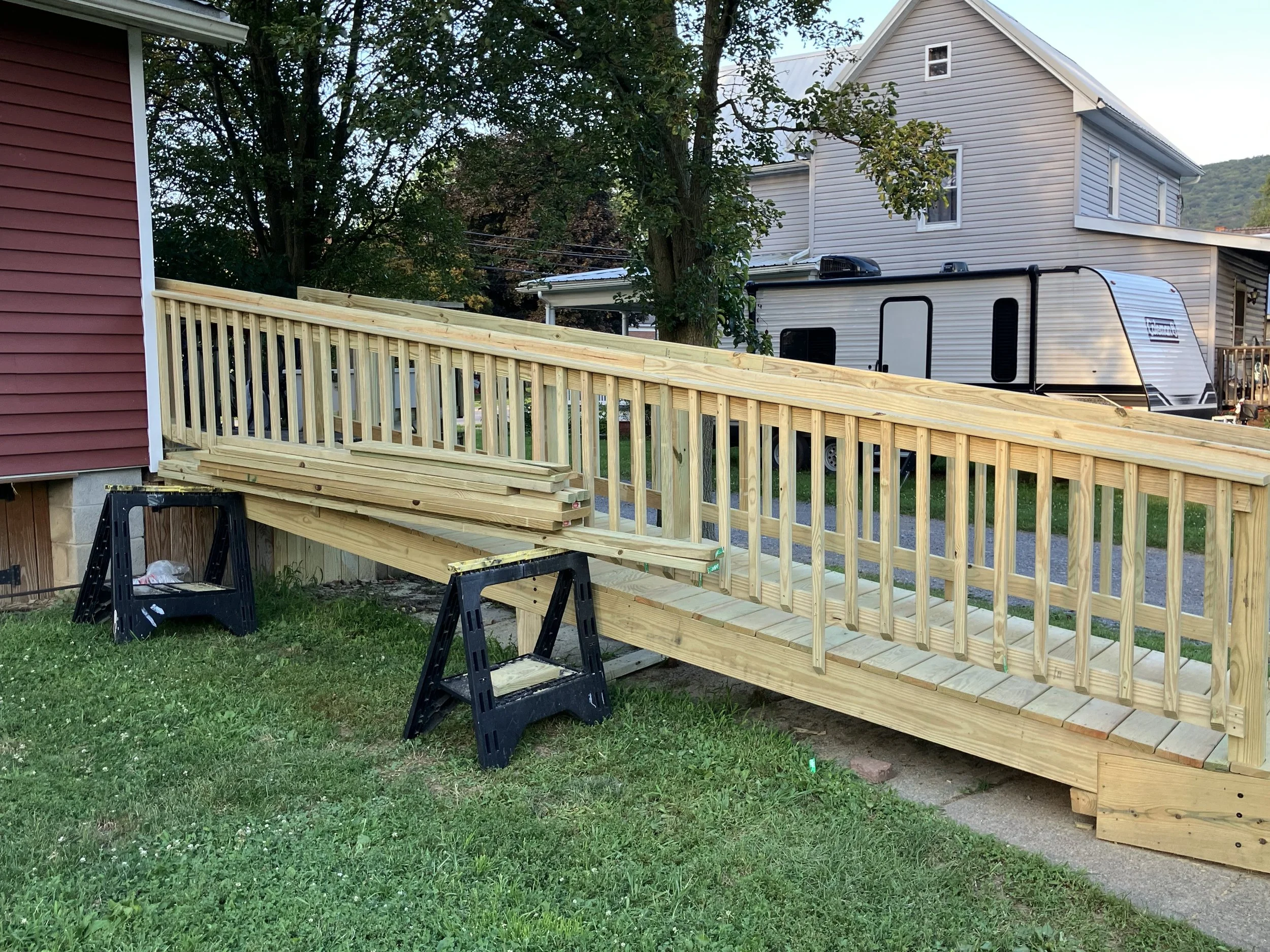 Custom wooden ramp.