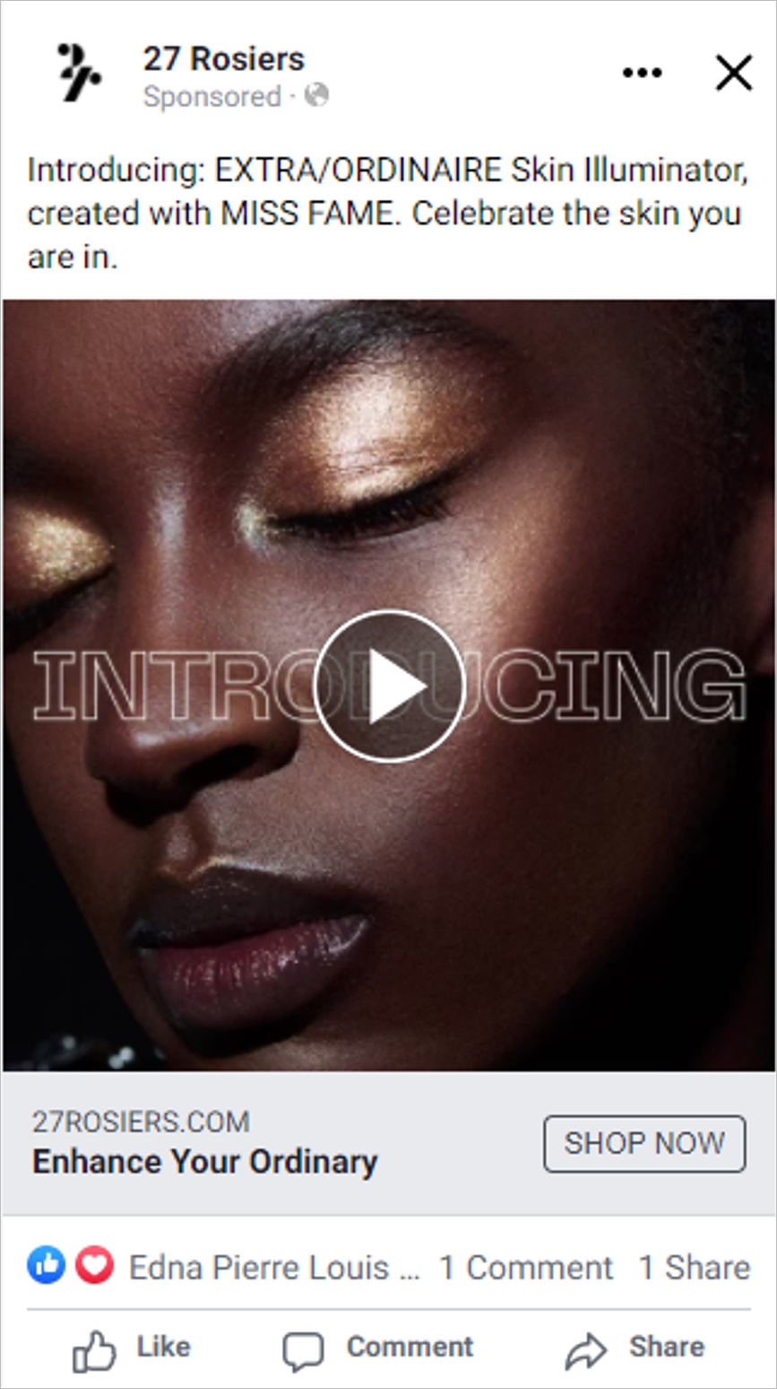 Close-up photo of a woman with dark skin and gold eyeshadow, with the word 'INTRODUCING' overlayed in large letters.