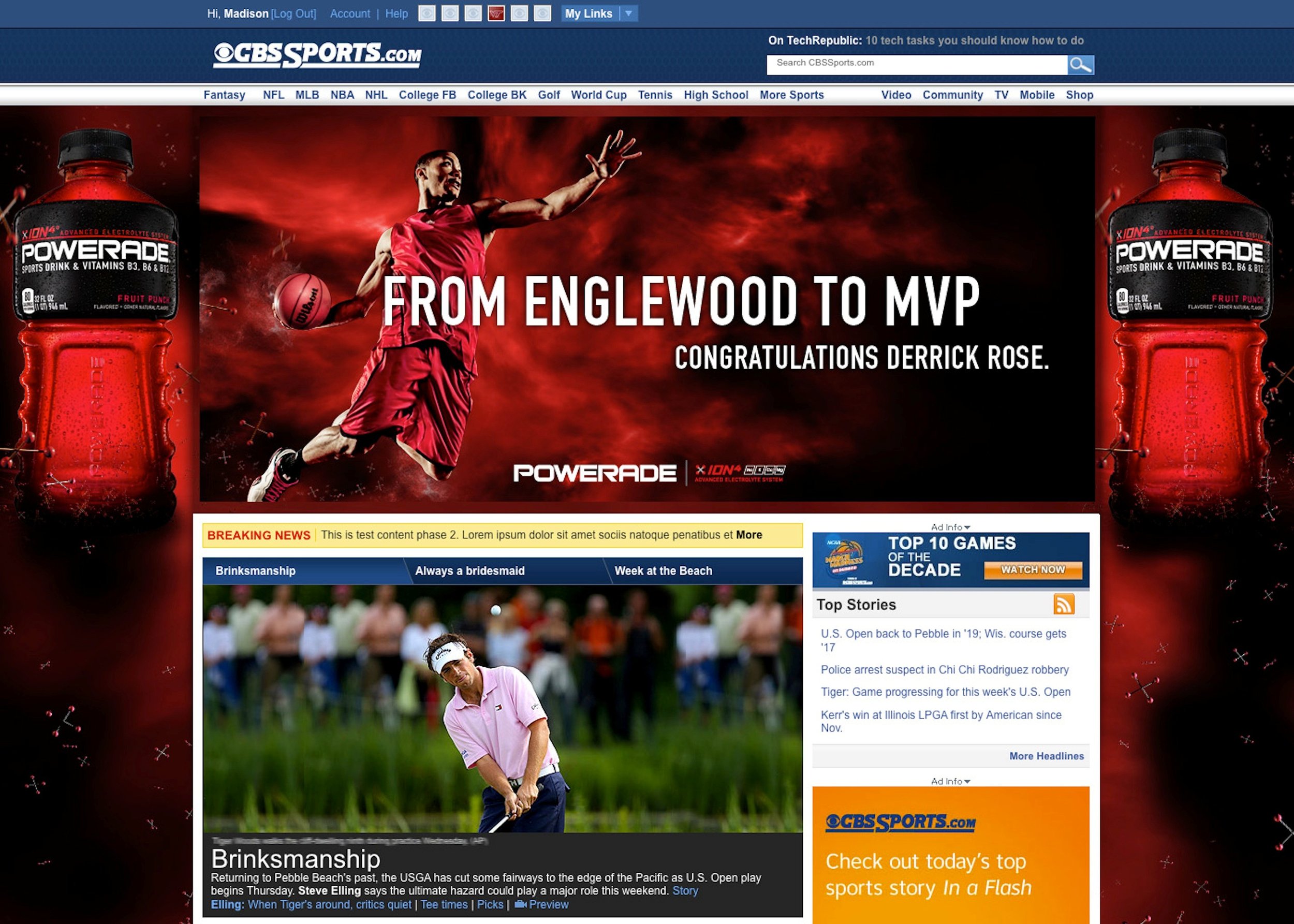 CBS SPORTS HOME PAGE (click on image)