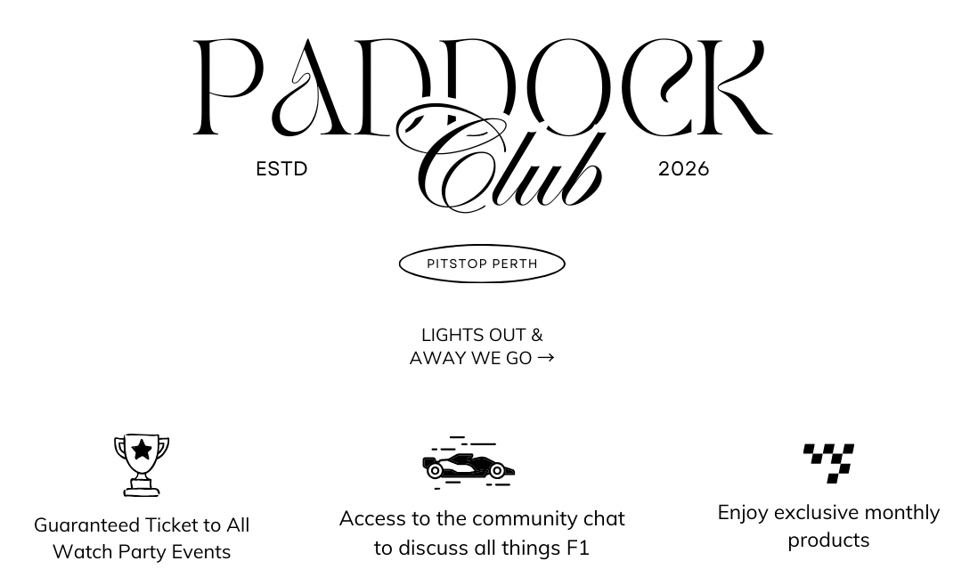 Classic logo with the word 'Paddock' in large font and 'Club' in cursive, with additional text about a Perth stop, party events, and encouraging original music
