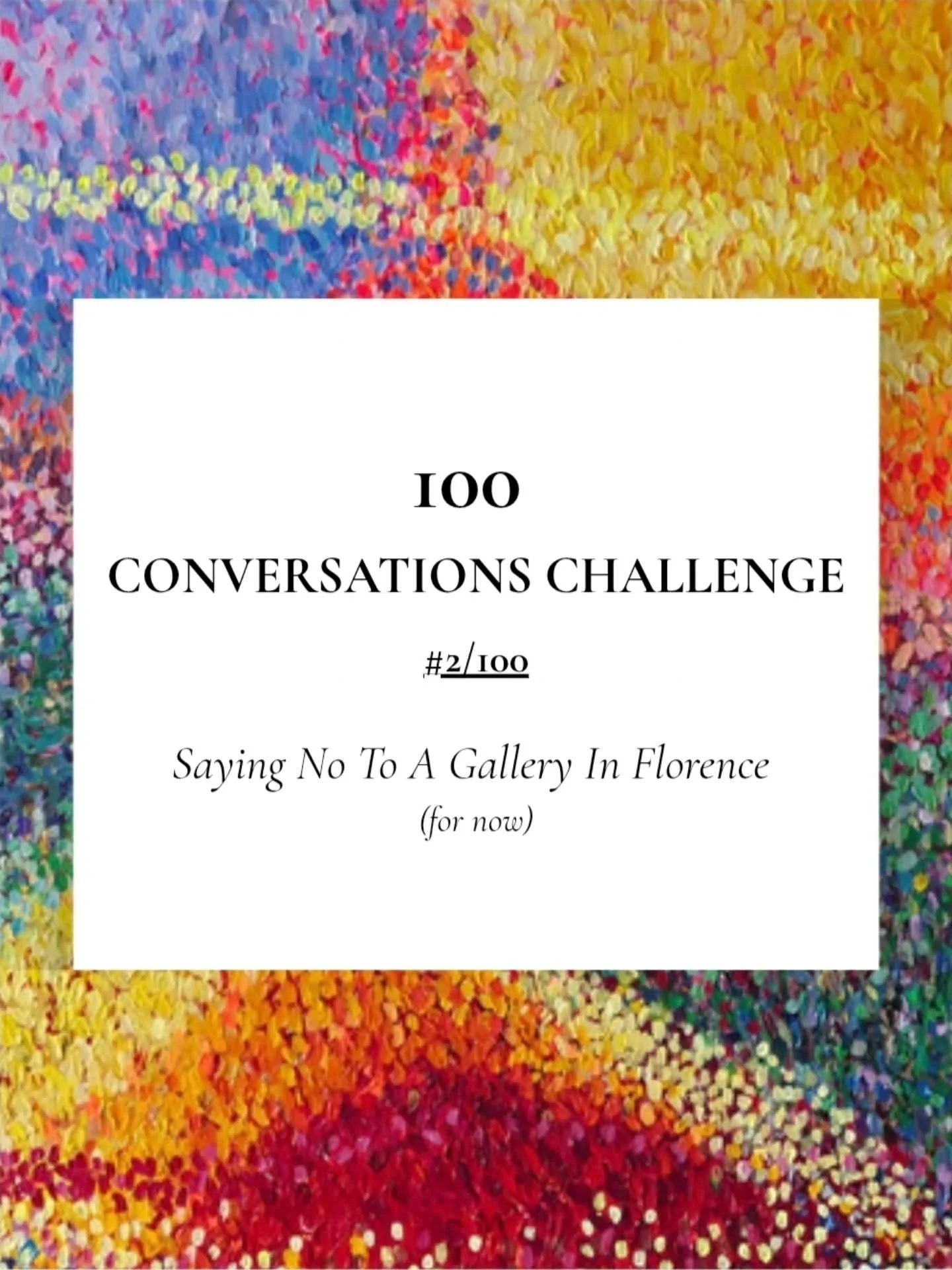 ✨️100 Conversations to help grow my independent artist business challenge - chat #2! ✨️

 I was invited to exhibit my paintings in Florence - at Immagine Re-Made, a contemporary art show all about transformation and reimagining the image. 

They want
