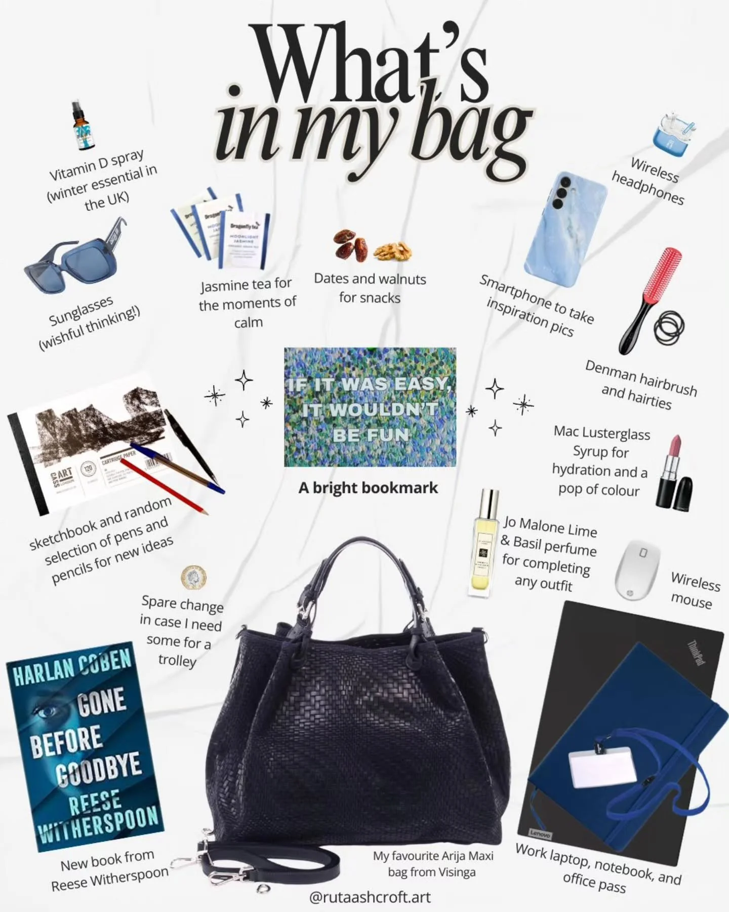 💼✨ What&rsquo;s in My 9&ndash;5 (and Creative) Bag

It&rsquo;s Monday - which means my work bag is back in action! 👜

But even during the 9&ndash;5, I like to keep a few creative (and survival) essentials close - because inspiration and practicalit