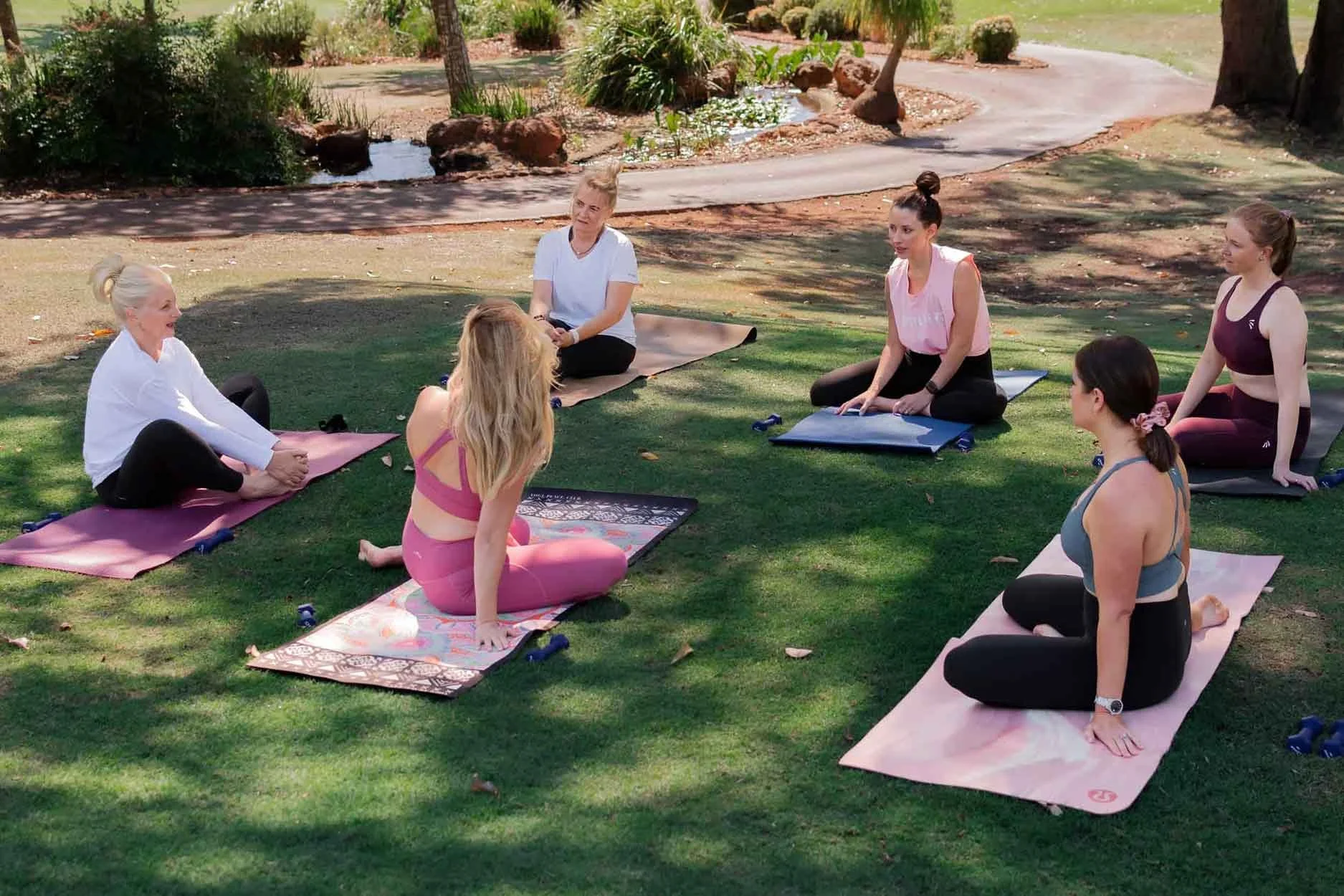 Ladies pilates class doing mat work in Roleystone