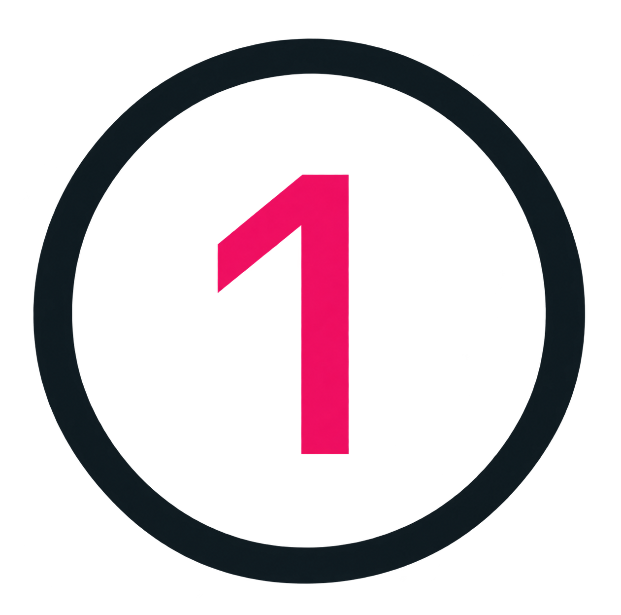 The number one inside a circle, with a pink and red background.