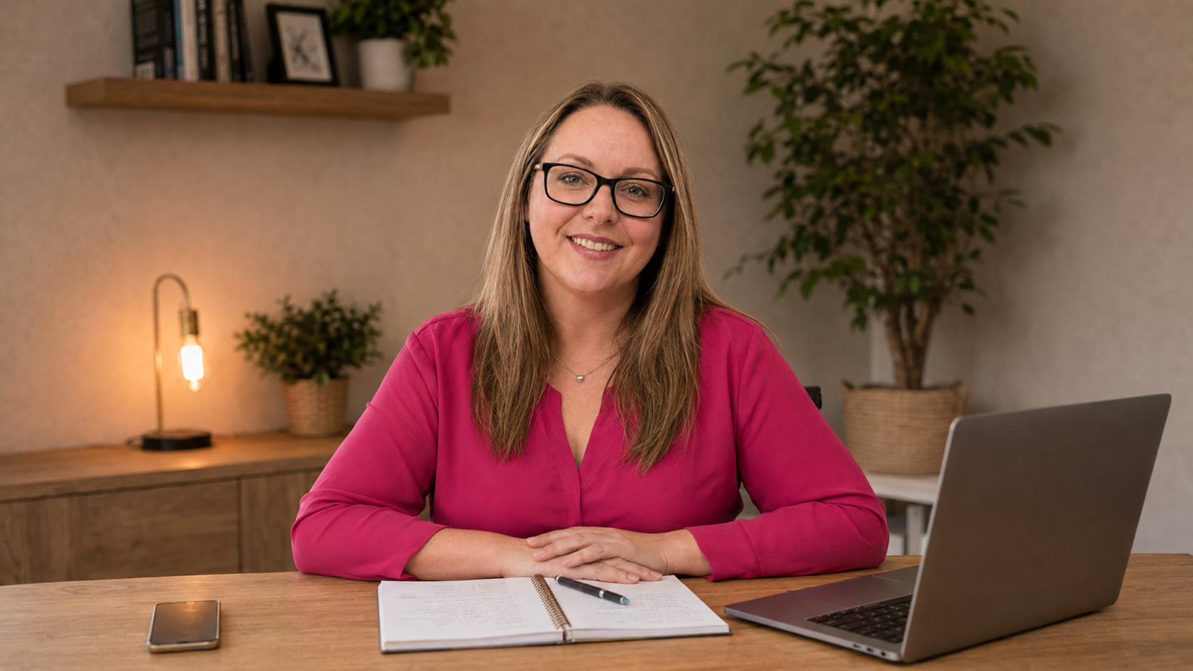 Tech Media Éire founder at her desk providing business training and process improvement consultancy in Limerick.