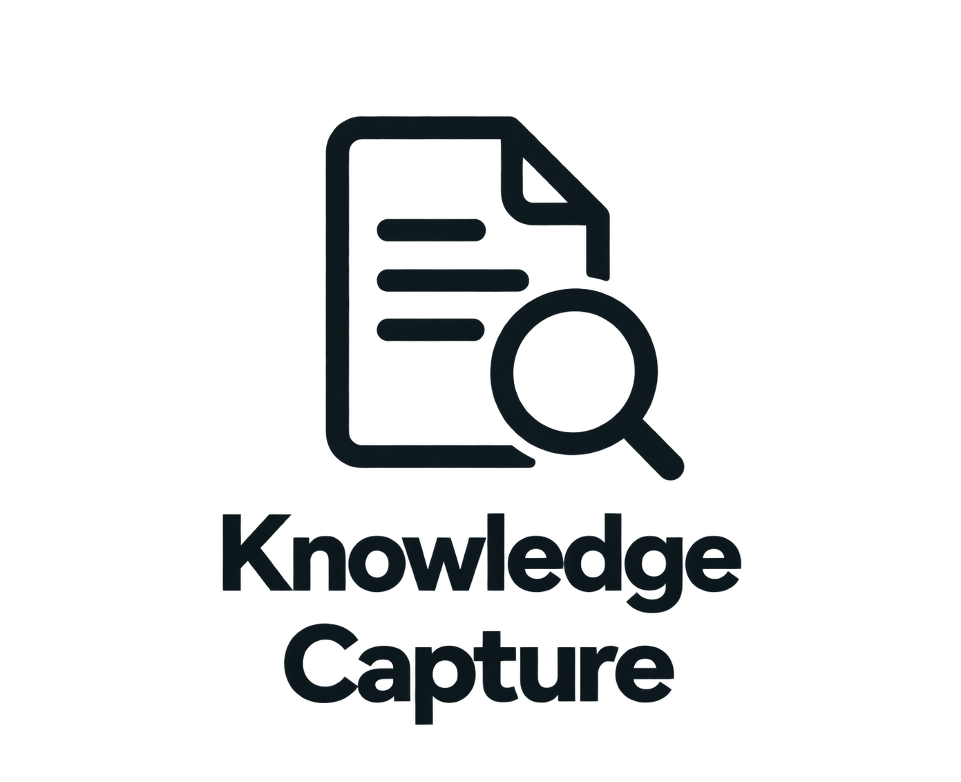Icon of a document with lines and a magnifying glass, and the text 'Knowledge Capture'.