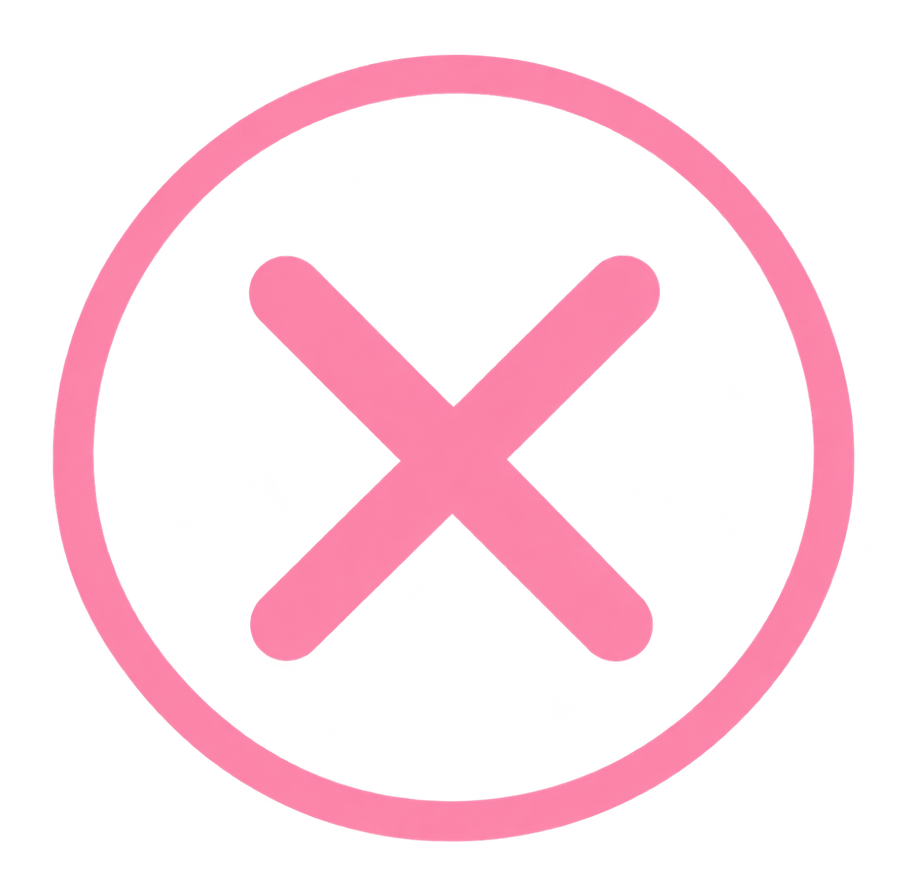 Pink circle with a check mark inside, symbolizing cancellation or rejection.