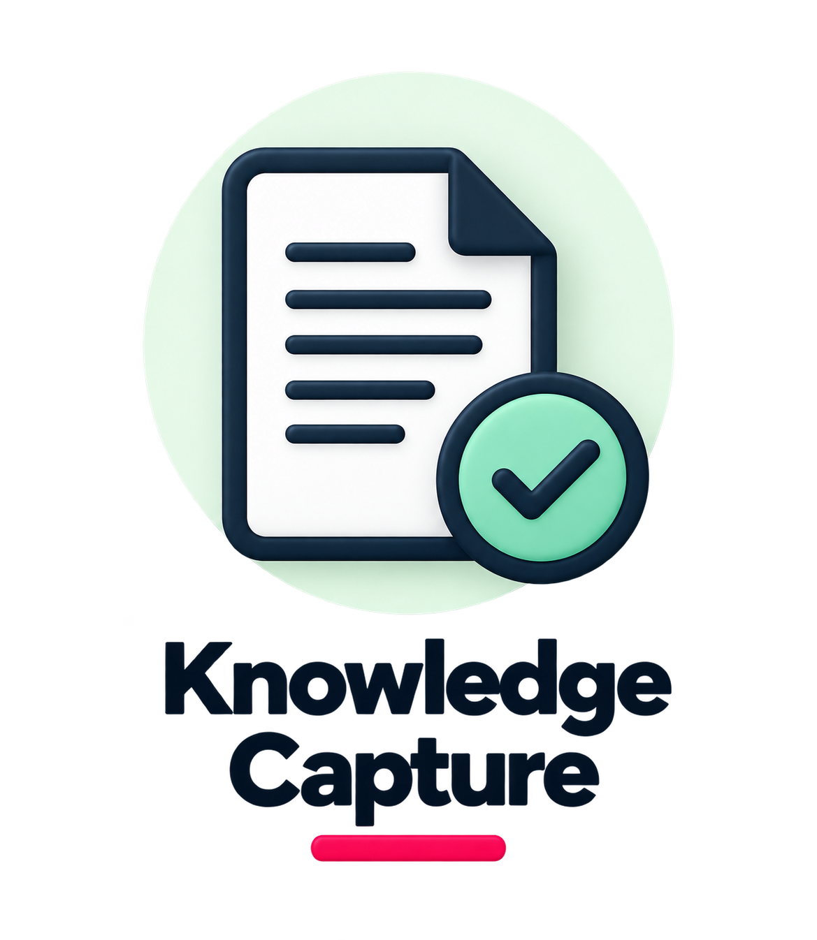 Icon of a document with lines of text and a green check mark overlay, symbolizing knowledge capture.