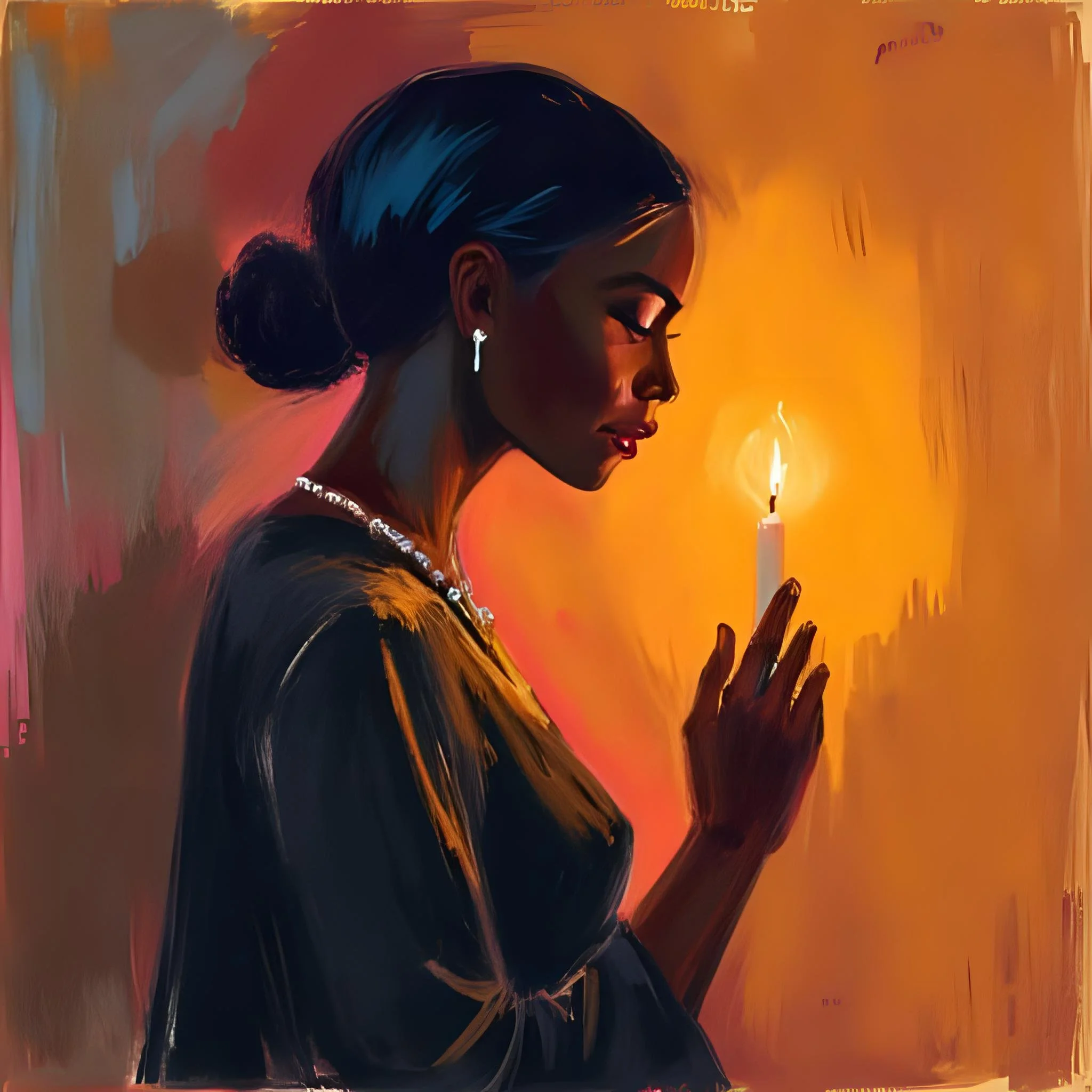  fashionable black woman holding a candle praying.jpeg
