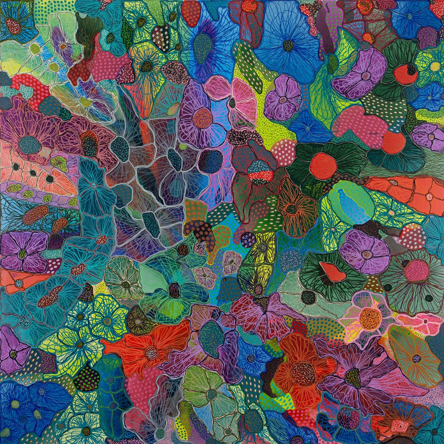 Petals in Motion 
48x48"
SOLD 
Alcohol Ink, Stain, and Pen on Canvas