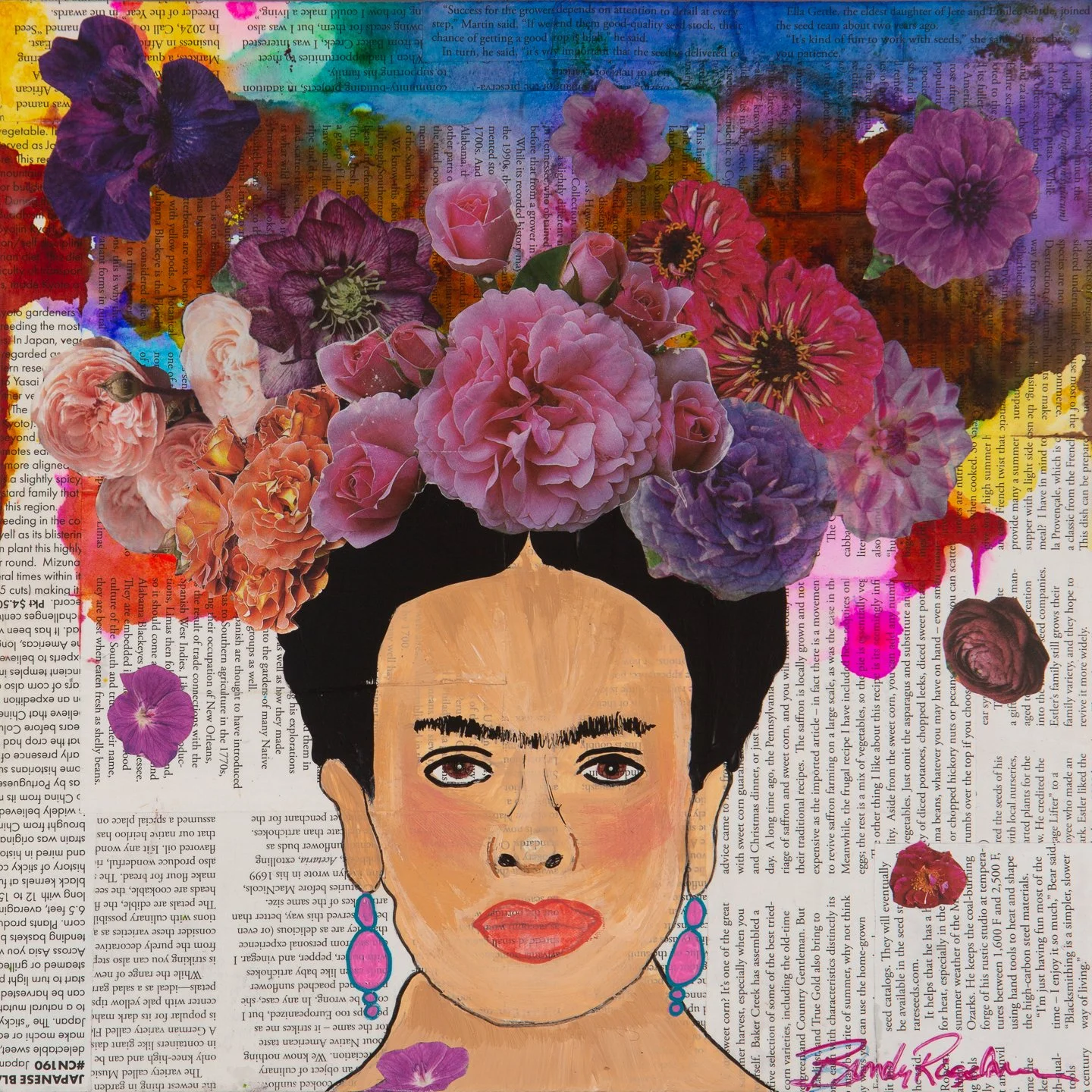 Brilliance In Bloom #1 
12x12"
Available
Magazine, Alcohol Ink, Acrylic and Pen on wood panel