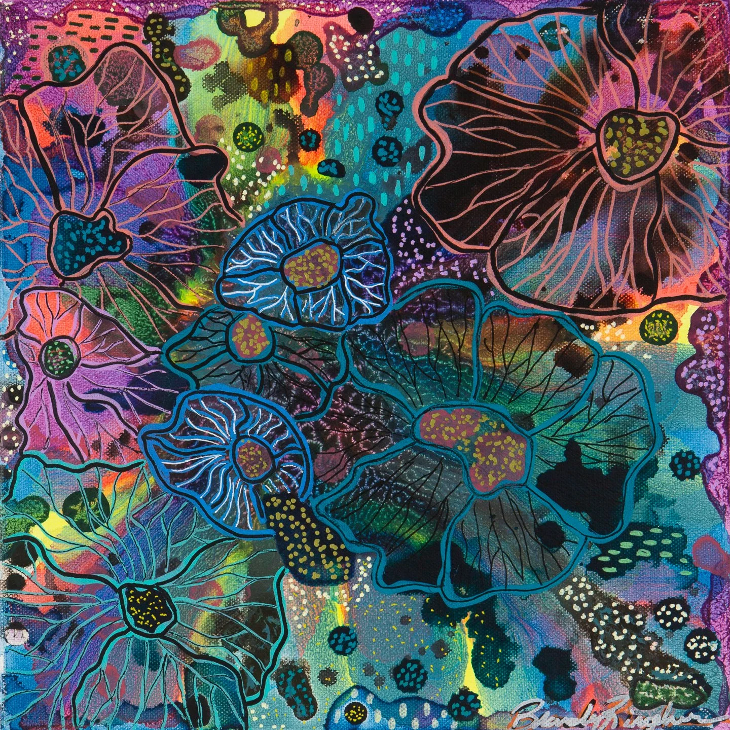 Illuminated Botanicals Triptych #2
12x12"
Available 
Alcohol Ink, Stain, and Pen on Canvas