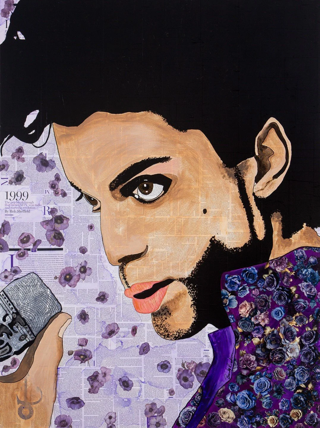 Purple Rein (not Rain) 
36x48"
Available 
Magazine, Alcohol Ink, Acrylic, Metal Leaf, and Pen on wood panel