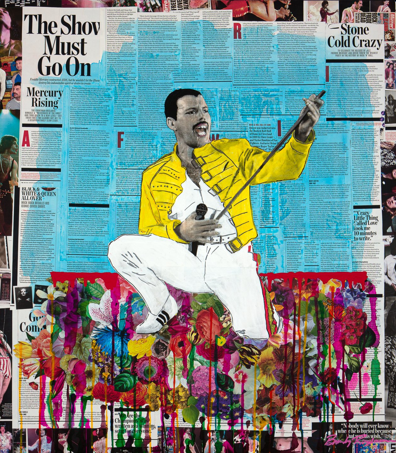 The Show Must Go On
20x24" 
SOLD
Magazine, Alcohol Ink, Acrylic and Pen on wood panel