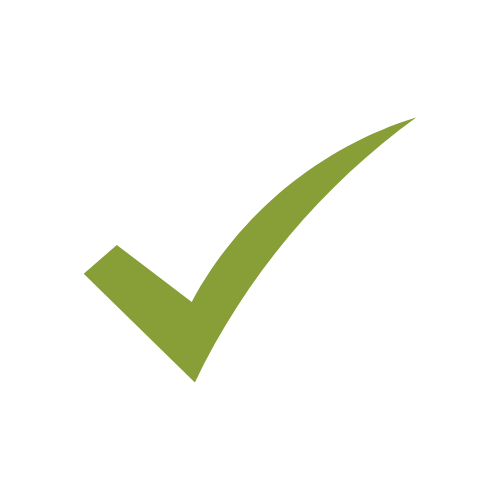 Green checkmark inside a black circle on a white background.
